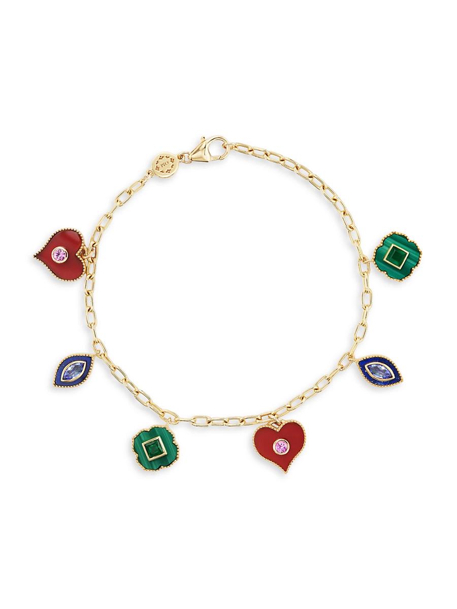 Womens Symbols 18K Yellow Gold & Multi-Gemstone Charm Bracelet Product Image