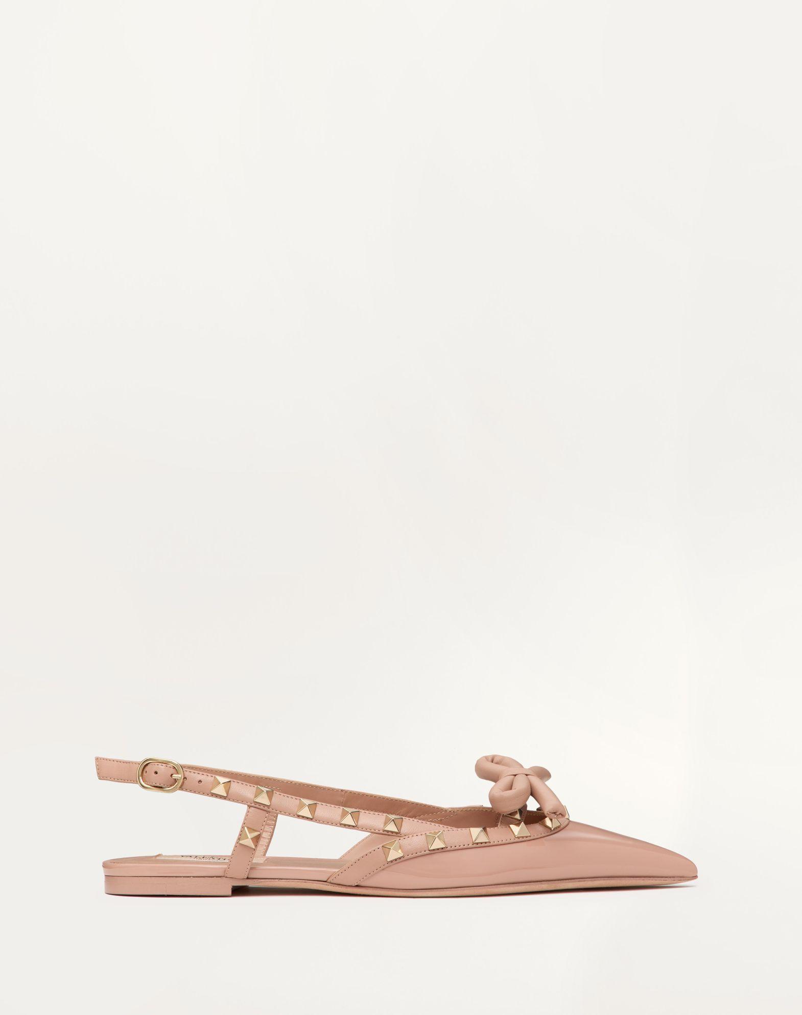 Rockstud Bow Slingback Ballerinas In Patent Leather Product Image
