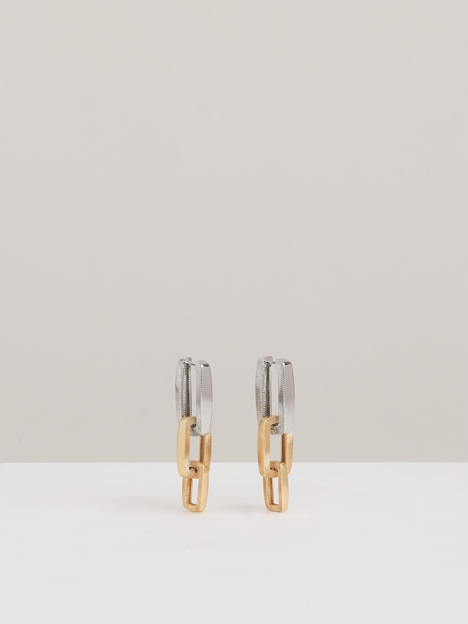 Geometric Link Drop Earrings in Gold Tone Product Image