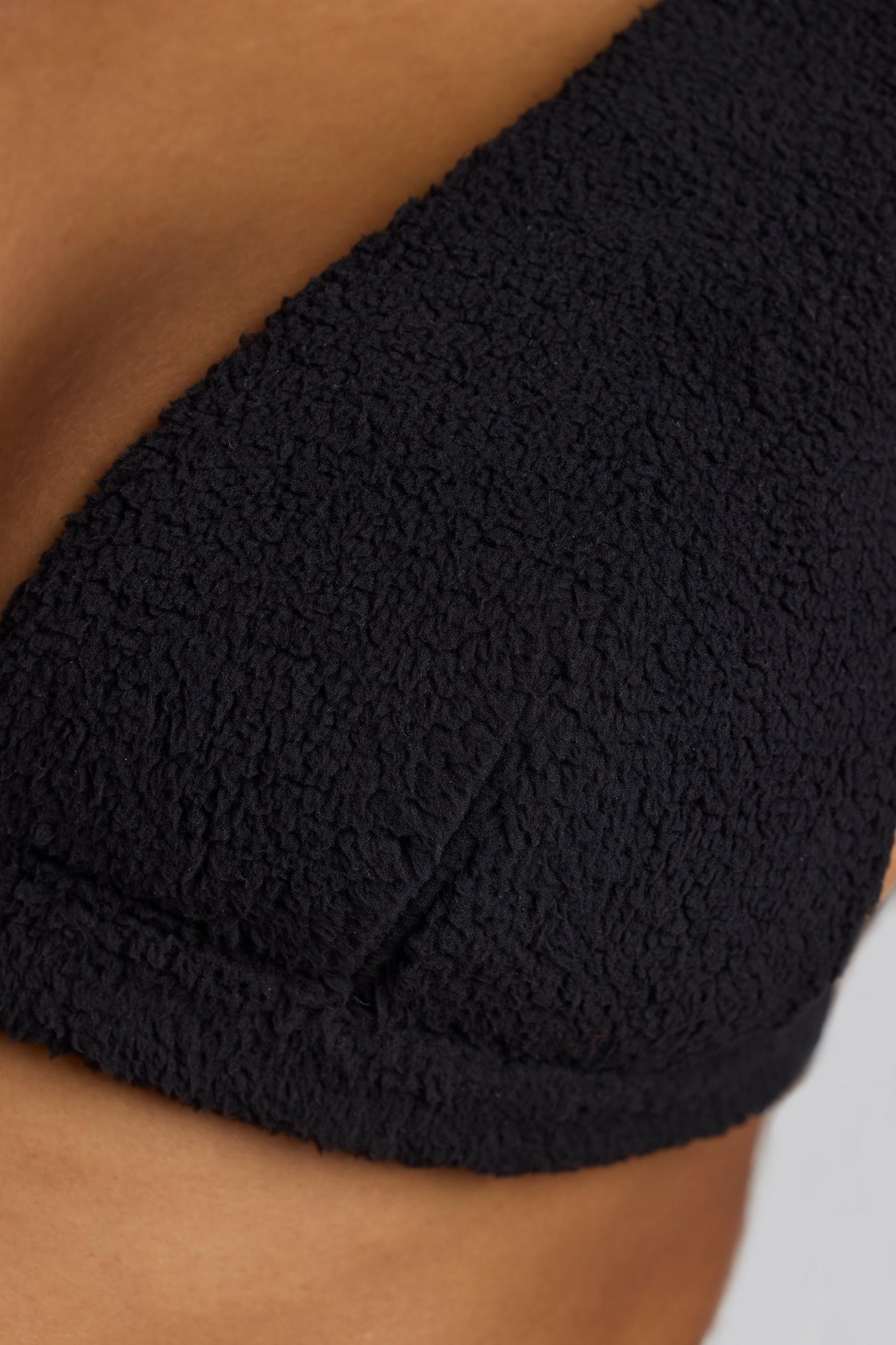 V Neck Fleece Bralette in Black Product Image