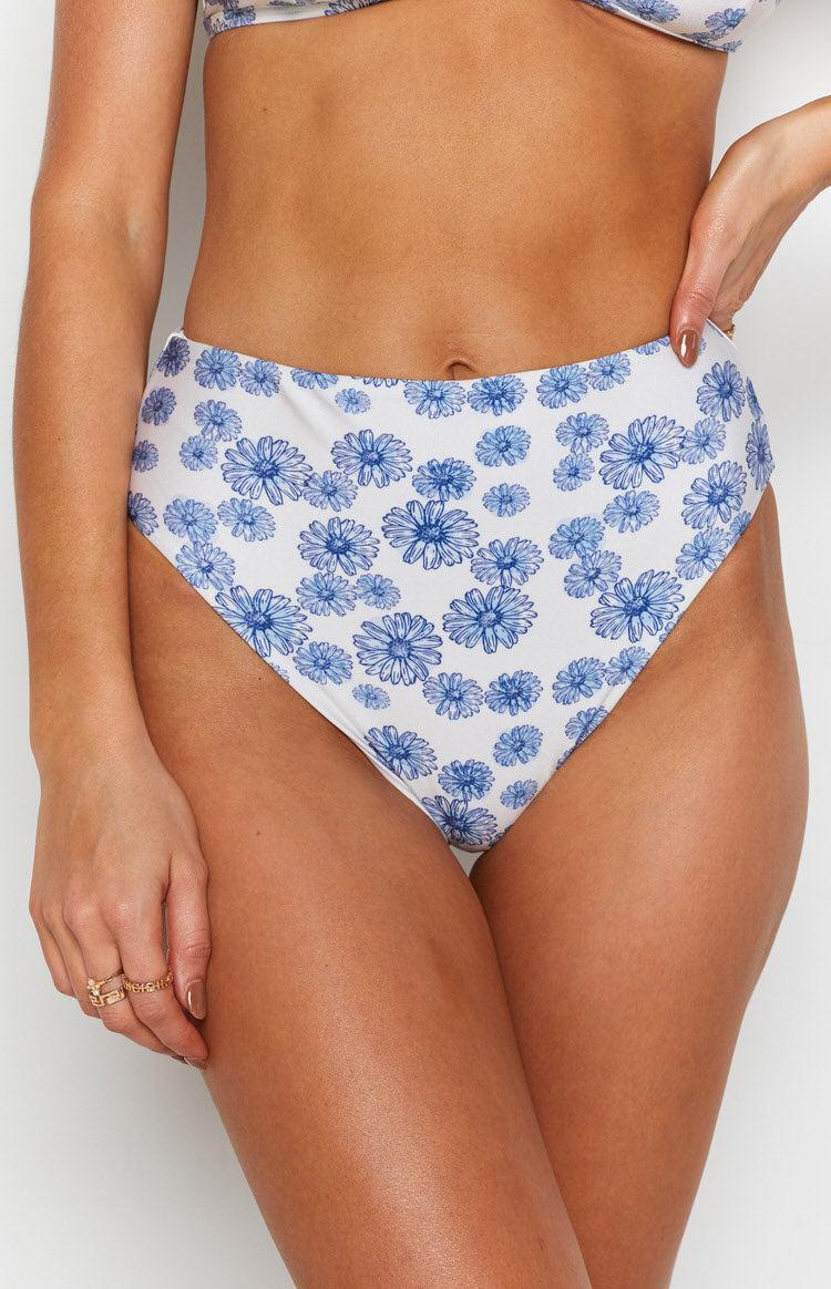 Majorca High Waisted Bikini Bottoms Blue Daisy Baby Product Image