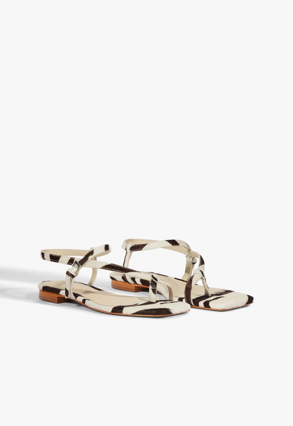 Lisa Animal Print Leather Flat Sandal Product Image