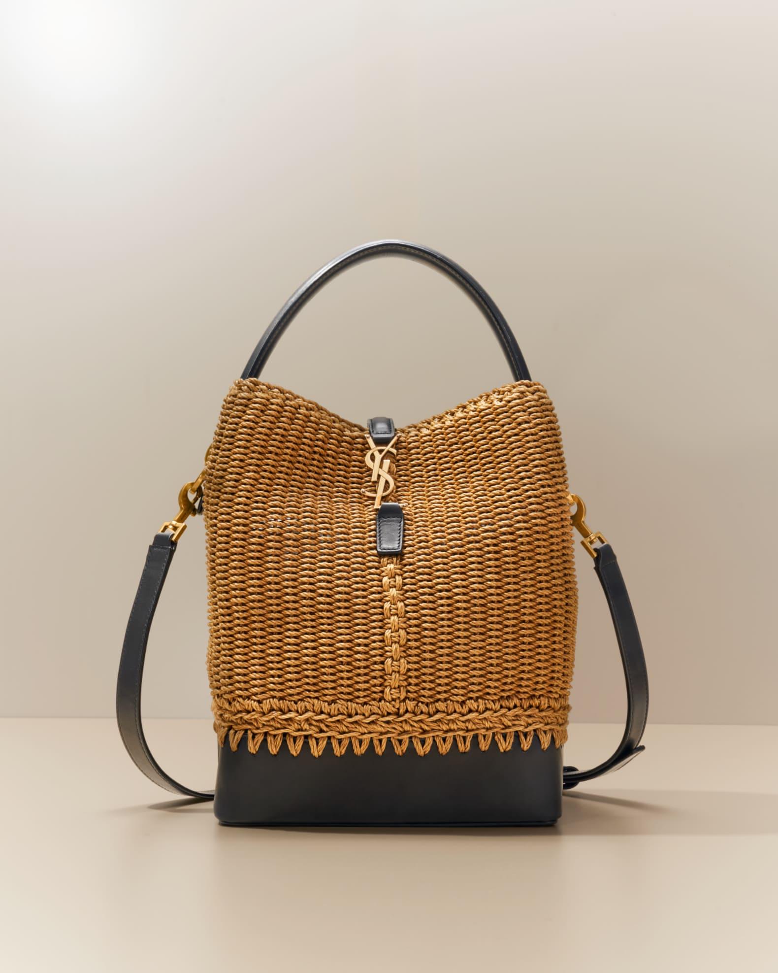 Le 37 YSL Bucket Bag in Raffia and Leather Product Image