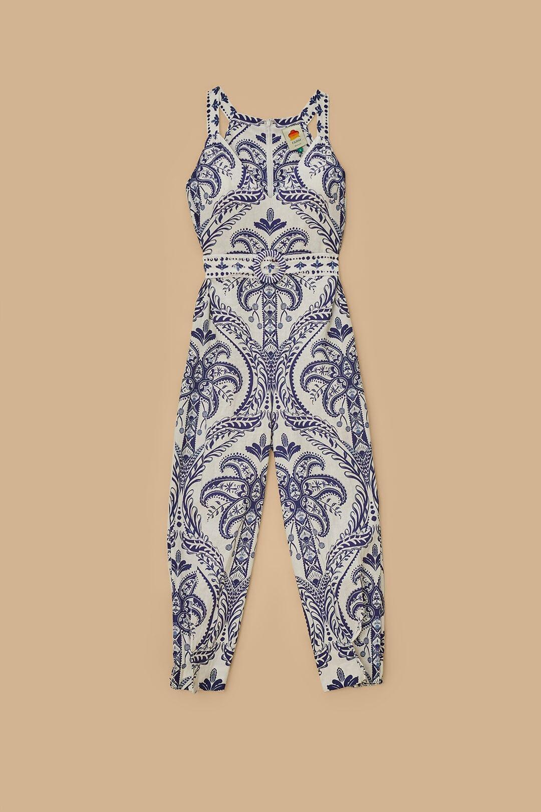Off-White Tropical Cameo LENZING™ ECOVERO™ Euroflax™ Jumpsuit Product Image