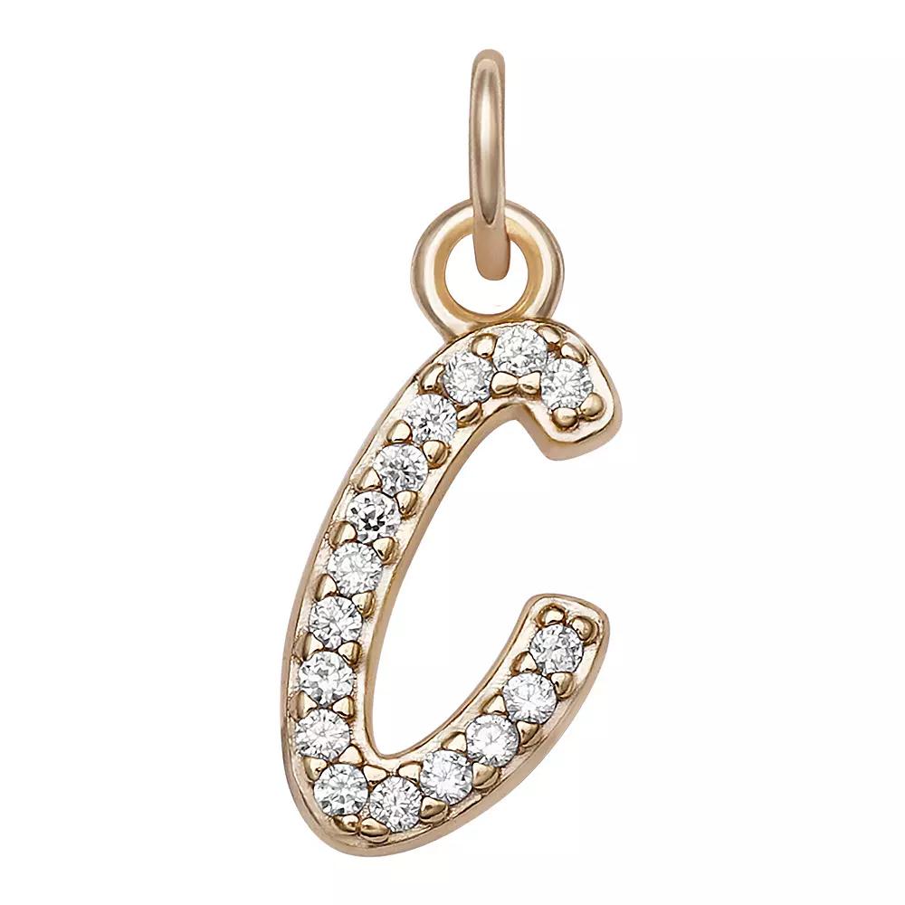 LC Lauren Conrad Sterling Silver Cubic Zirconia Initial Charm, Womens, Gold Tone O Product Image