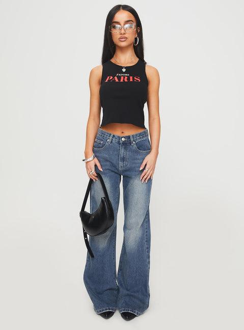 Hanlen Mid Rise Wide Leg Jean Blue Product Image