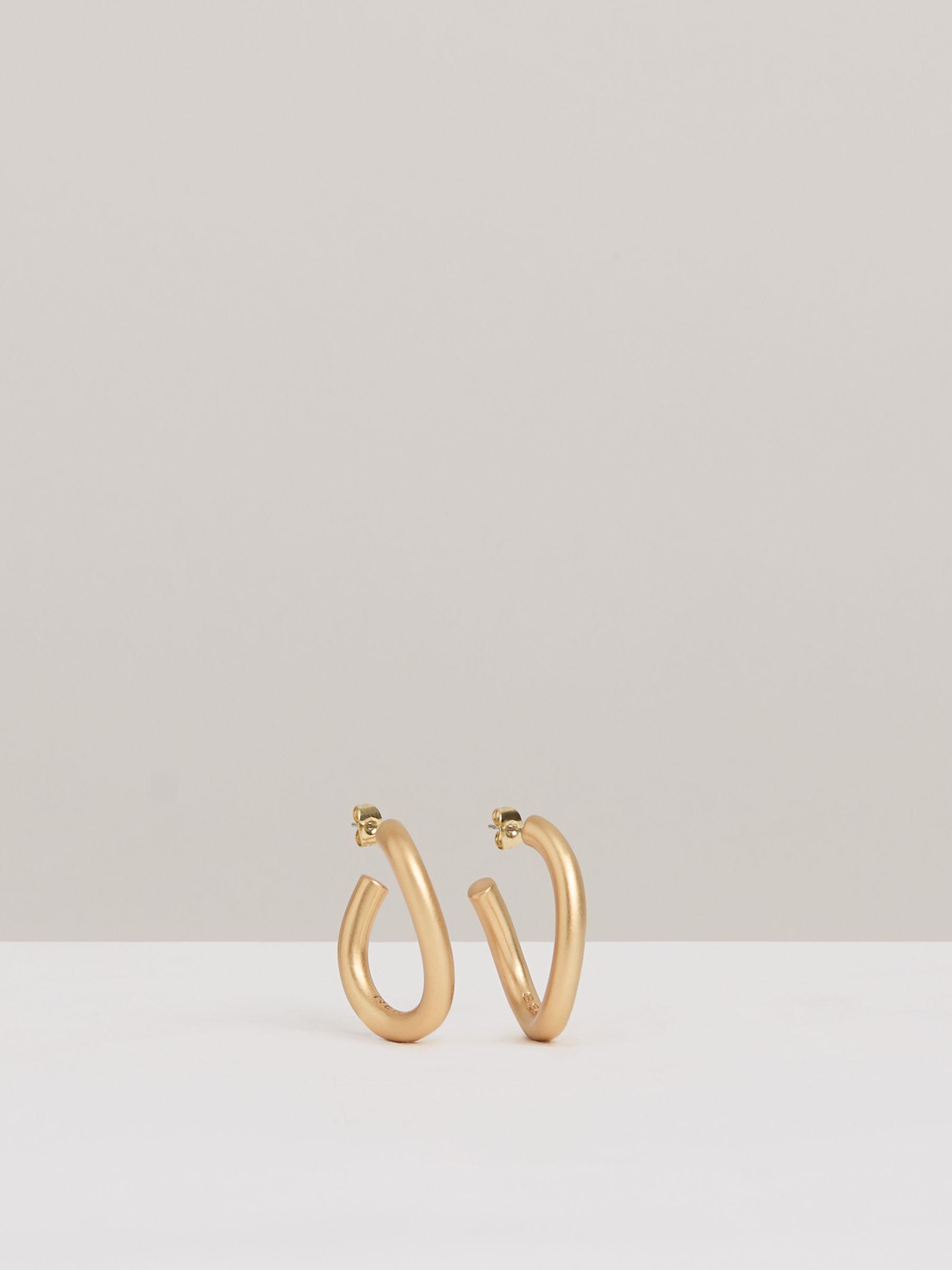Wave Hoop Earrings in Gold Tone Product Image