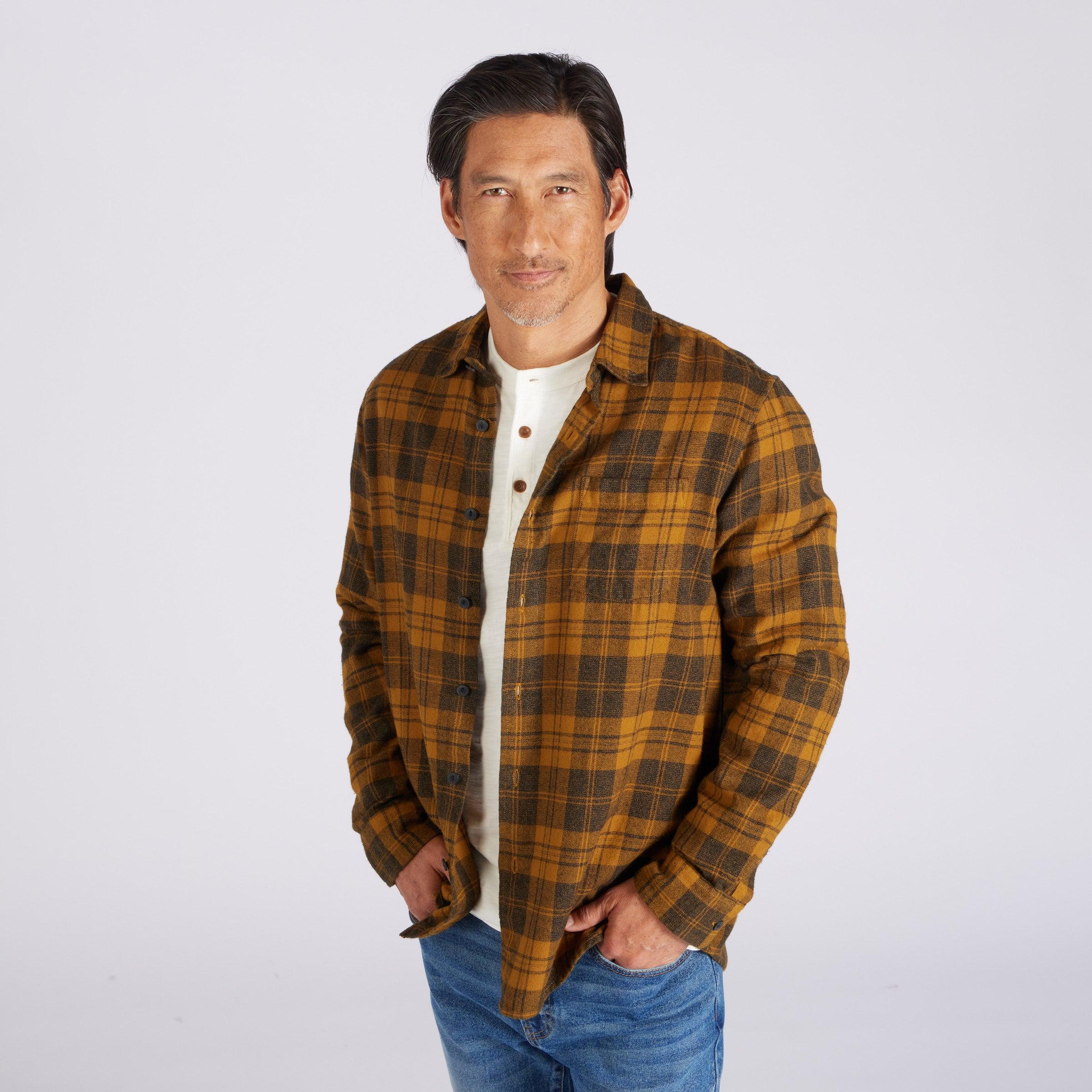 Lightweight Grindle Twill Shirt - Mustard Navy (Final Sale)* Product Image