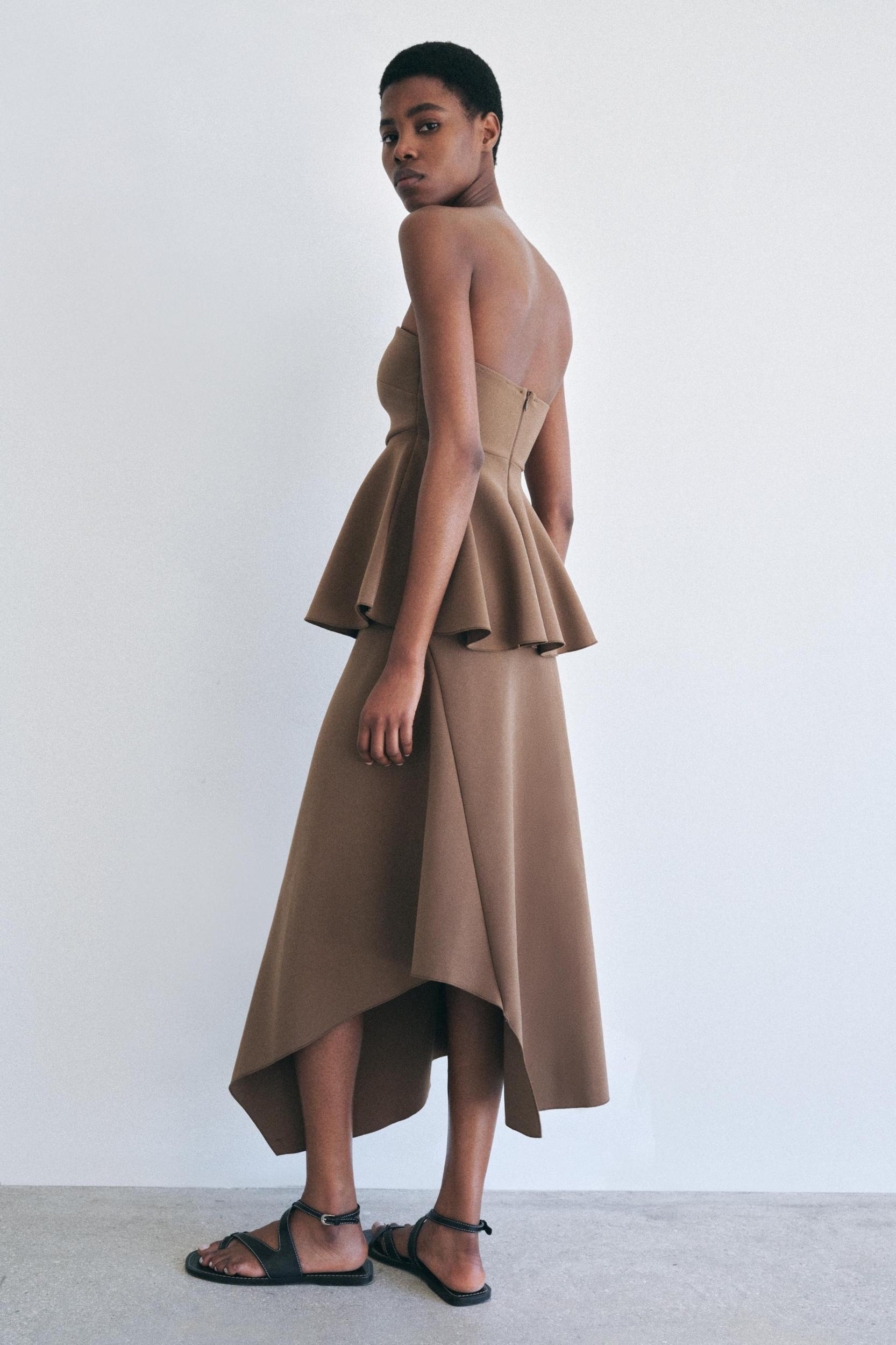 ASYMMETRICAL CREPE MIDI SKIRT Product Image