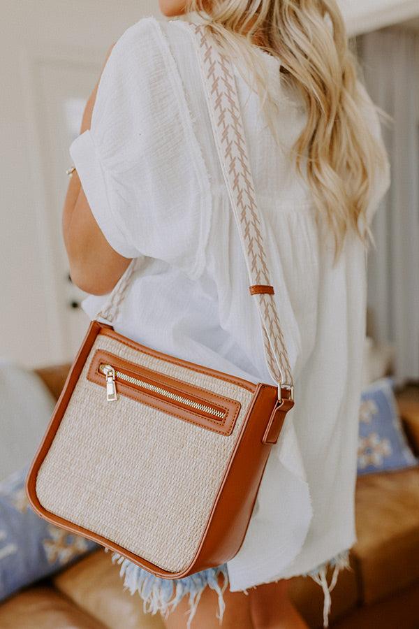 Coastal Cruise Raffia Woven Crossbody in Brown Product Image