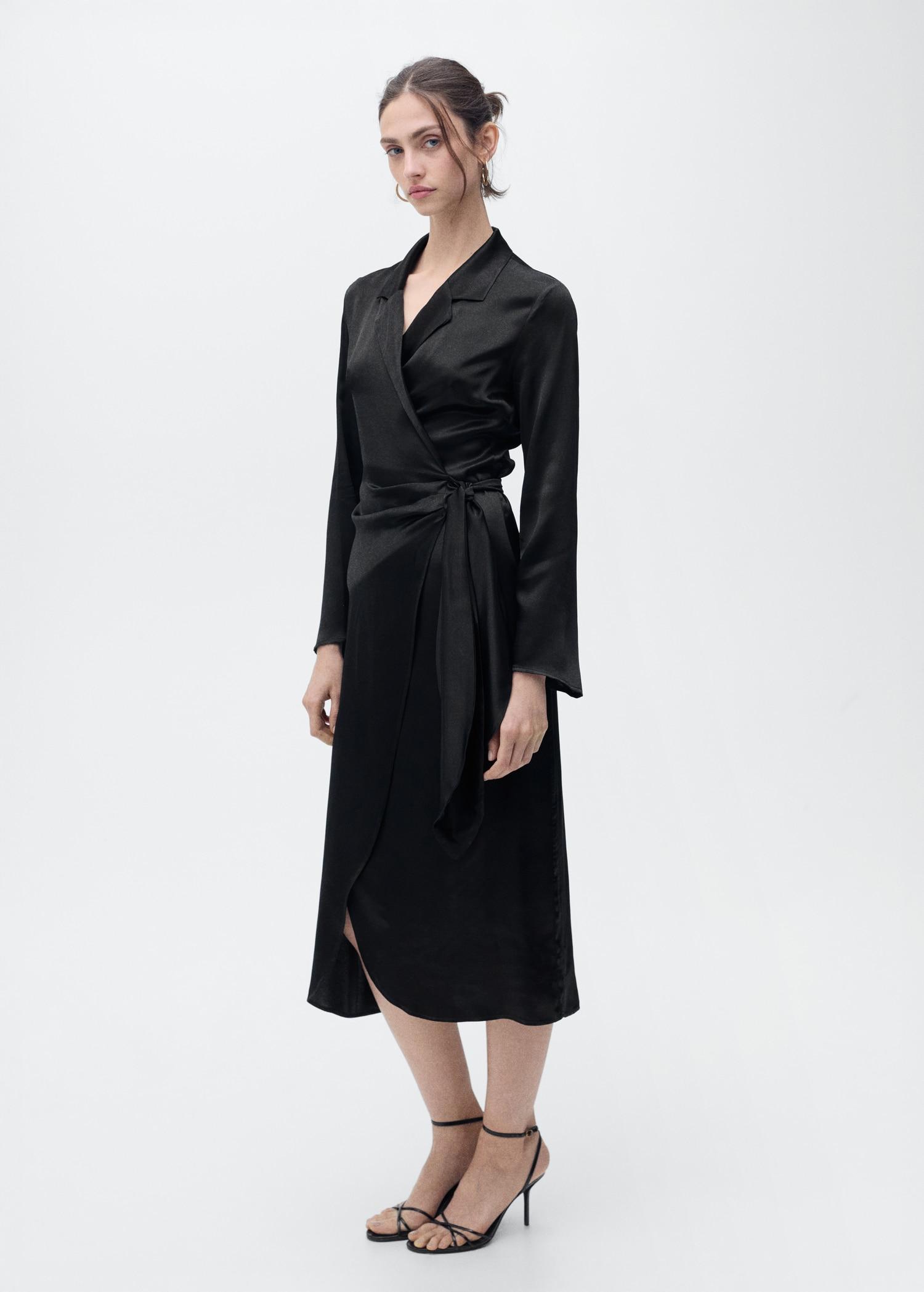 Wrap midi-dress with knot - Women | MANGO USA Product Image