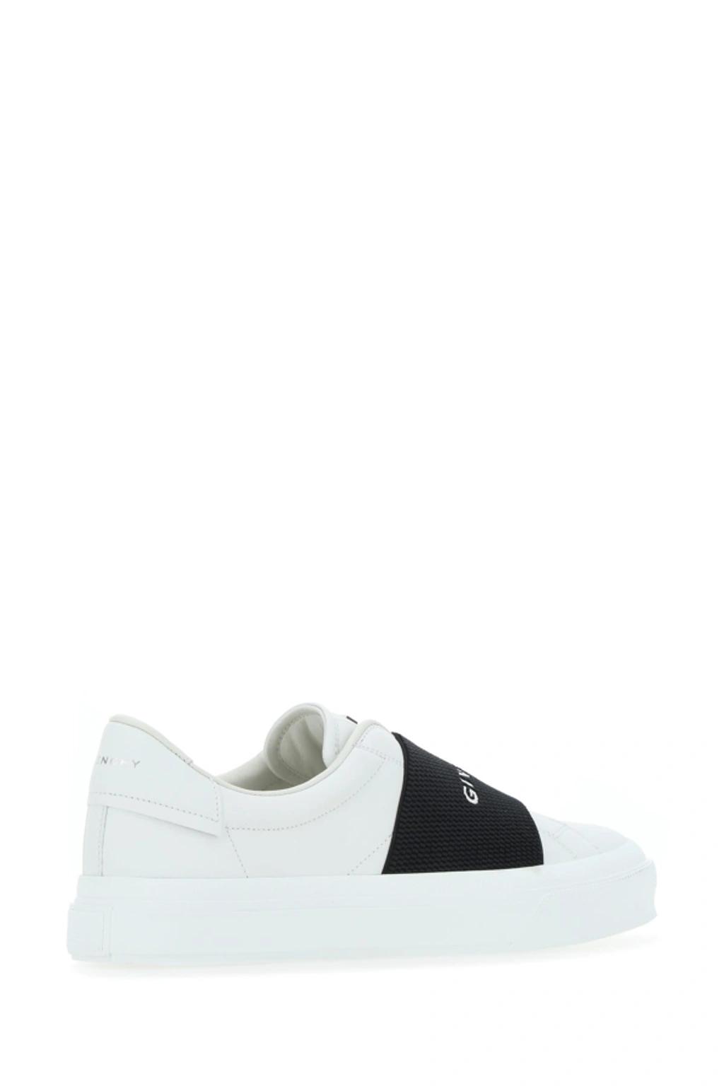 GIVENCHY Logo-embroidered Slip-on Leather Sneakers In White Black Product Image