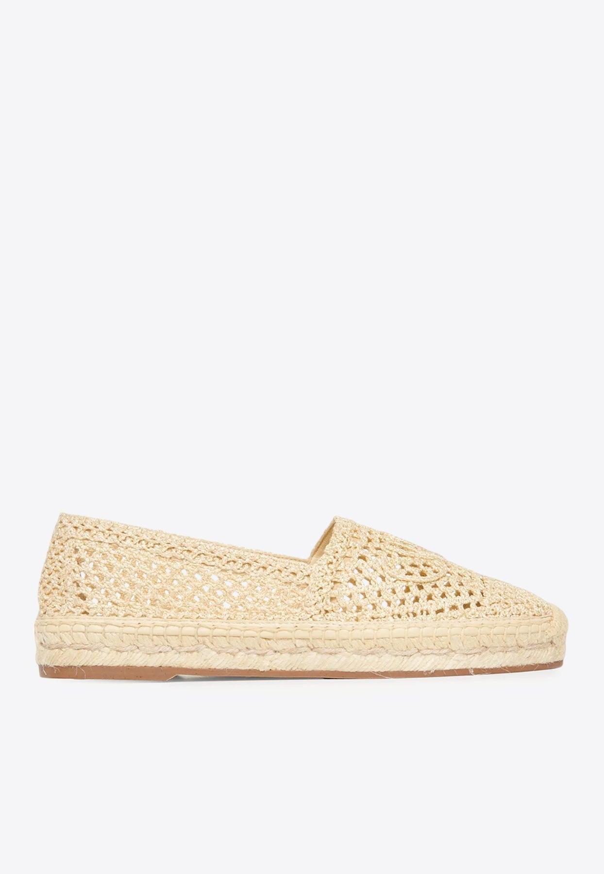 CHLOÉ Womens Chloe Isla Logo-embossed Crochet Espadrilles In Brown Product Image