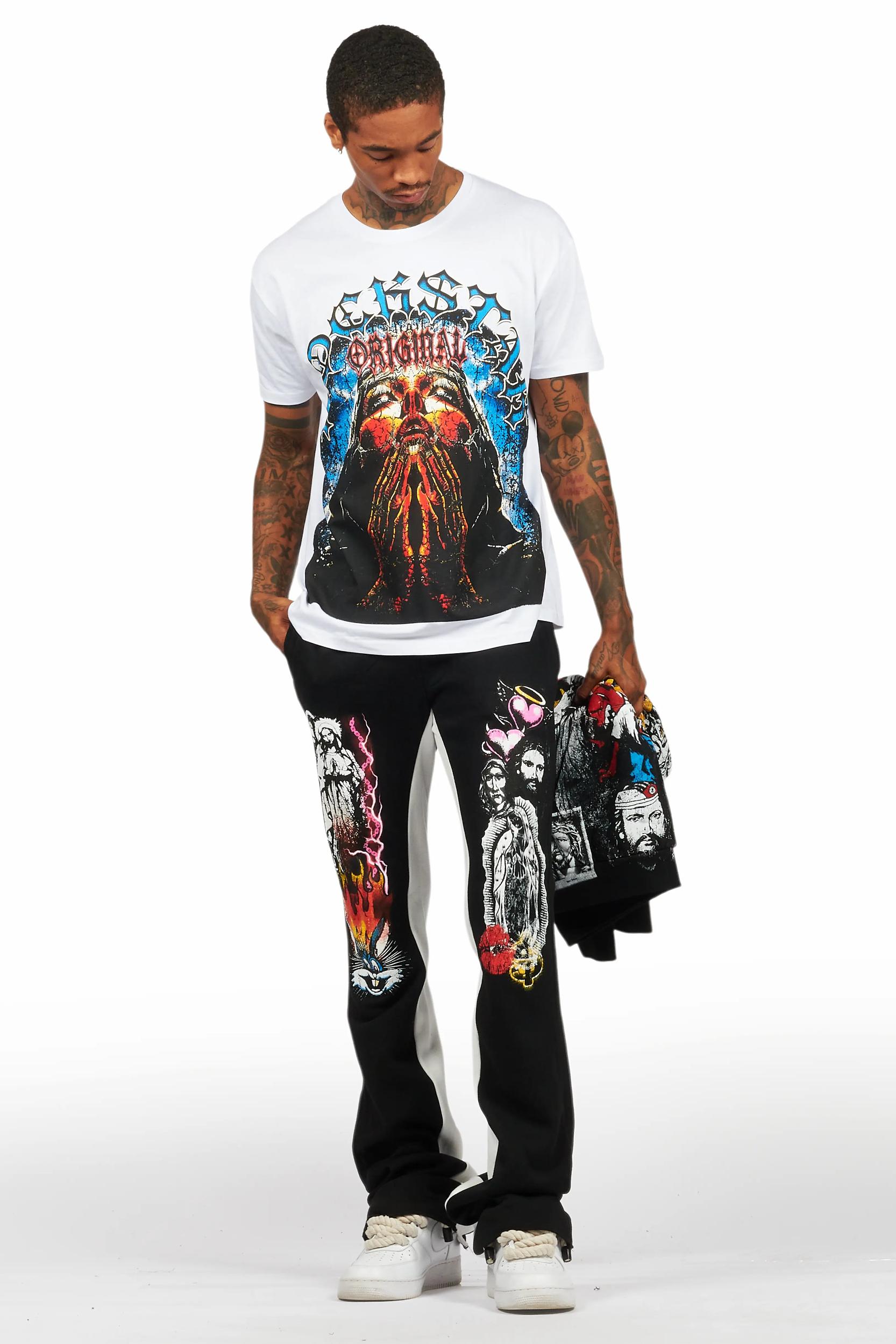 Santos Black Hoodie/Baggy Track Pant Set Male Product Image