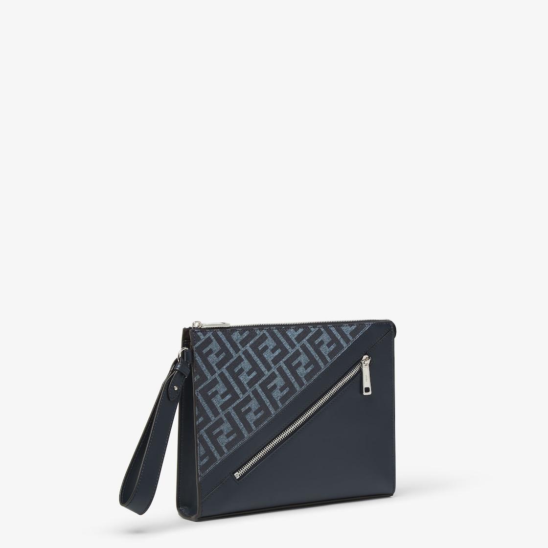 Fendi Diagonal Flat PouchBlue FF canvas pouch Product Image