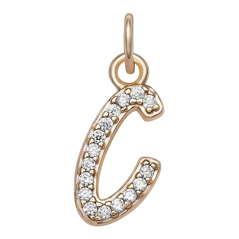 LC Lauren Conrad Sterling Silver Cubic Zirconia Initial Charm, Womens, Gold Tone O Product Image