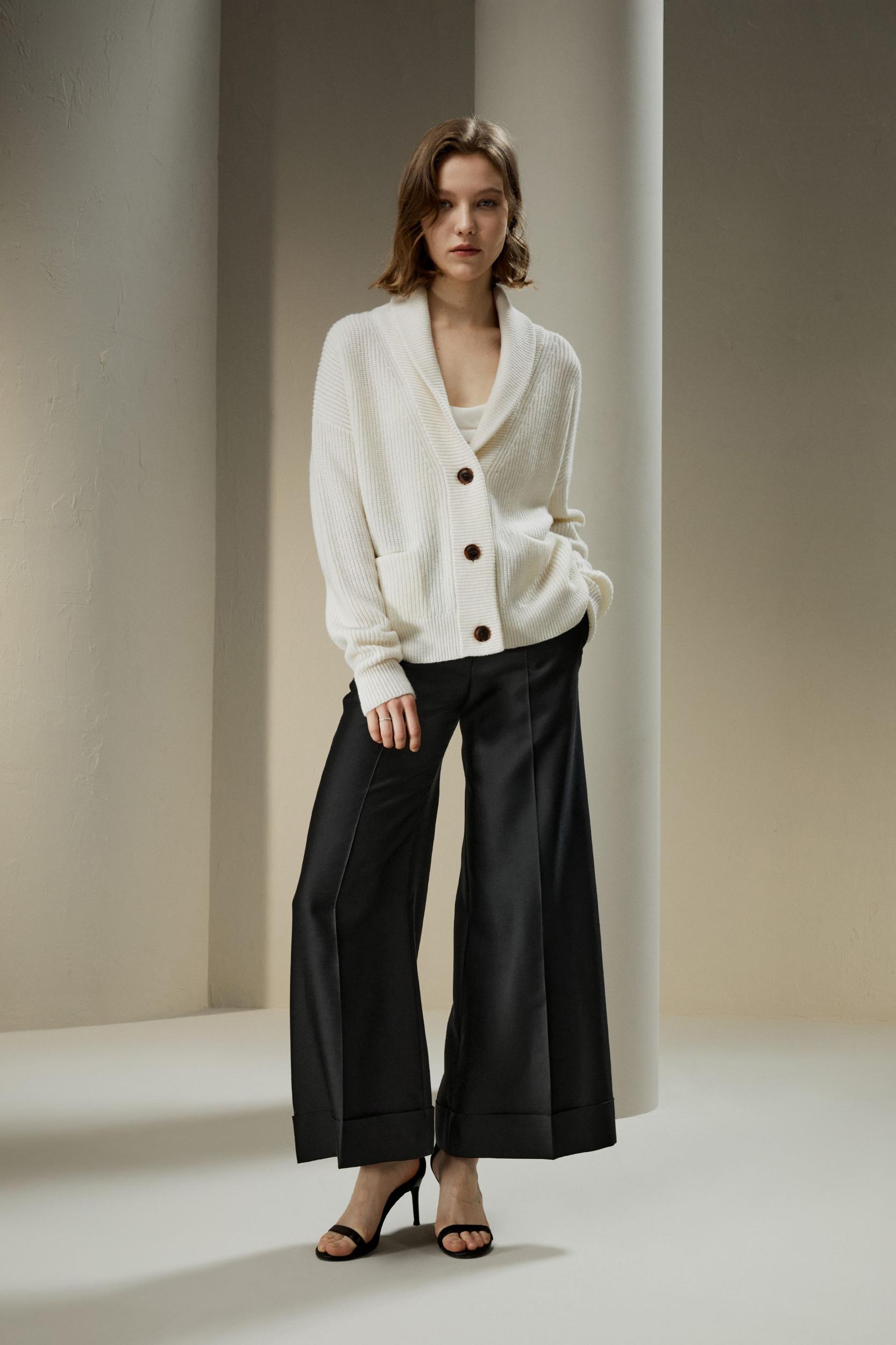 Wool-Cashmere Blend Shawl Collar Cardigan Product Image