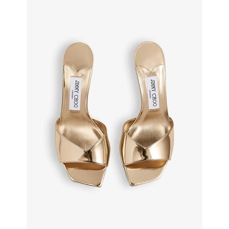 JIMMY CHOO Skye 70 Metallic Leather Sandals In Gold Product Image