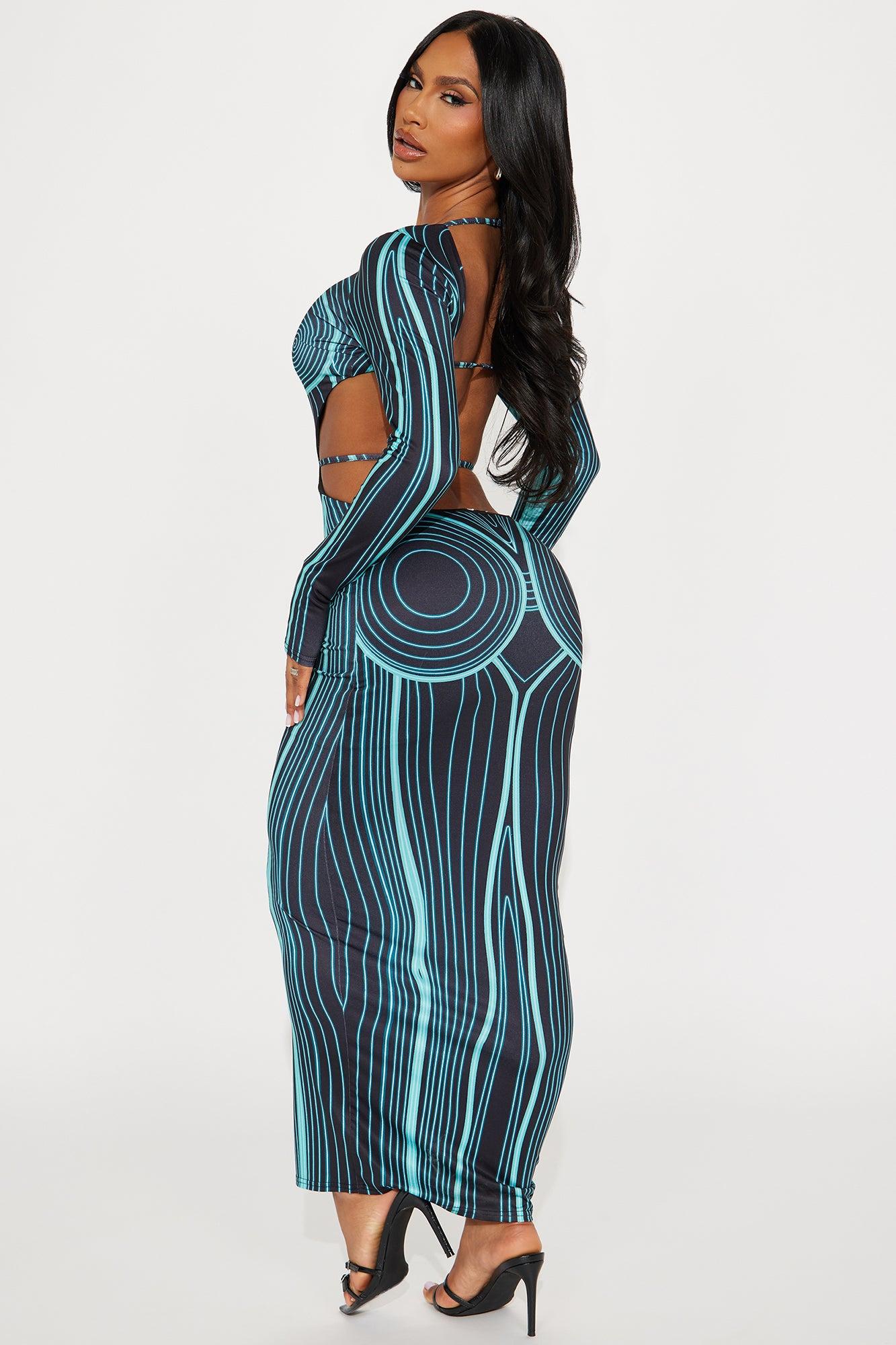 Kia Body Heat Maxi Dress - Teal/combo Product Image