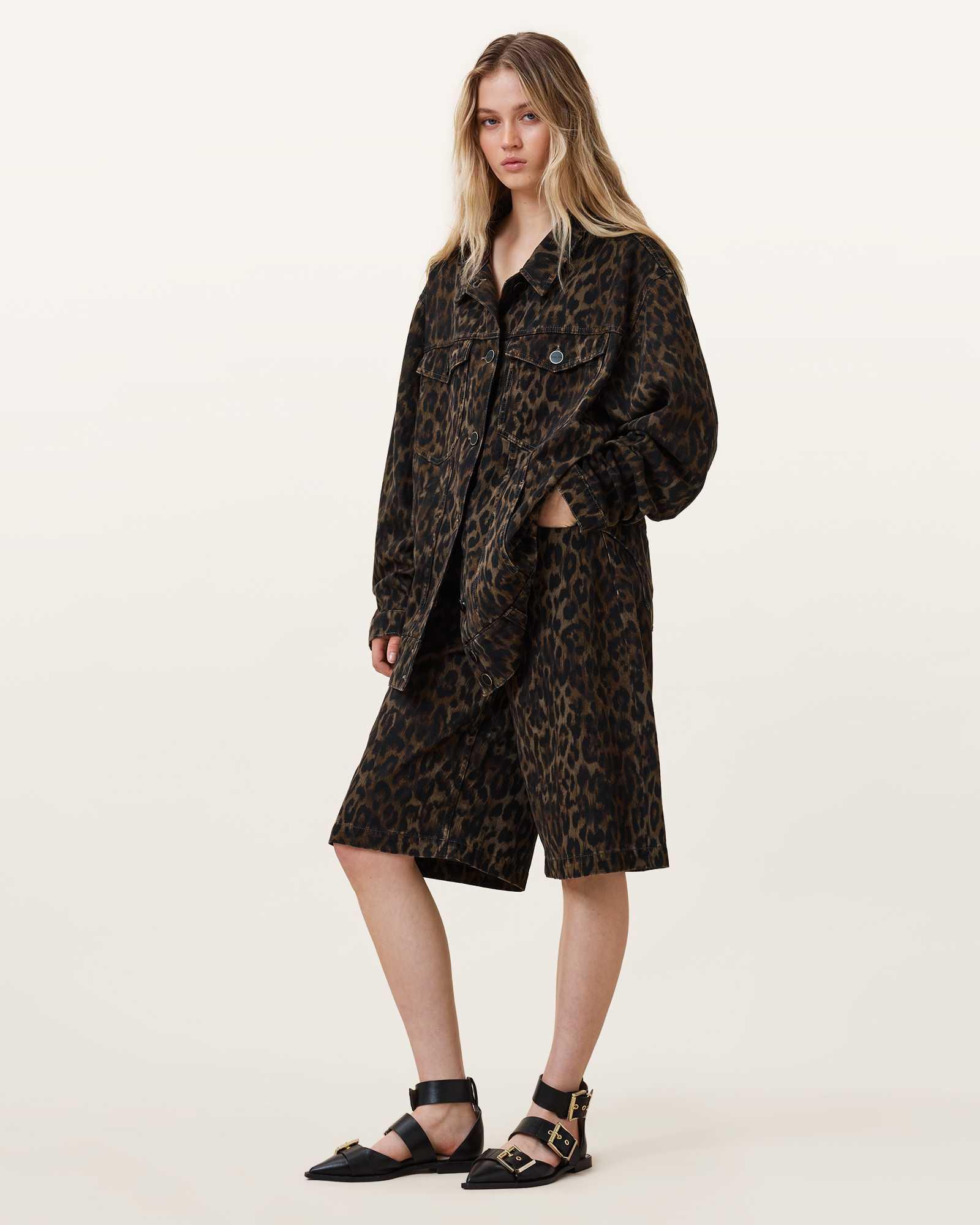 Louie Leopard Print Long Shorts Product Image