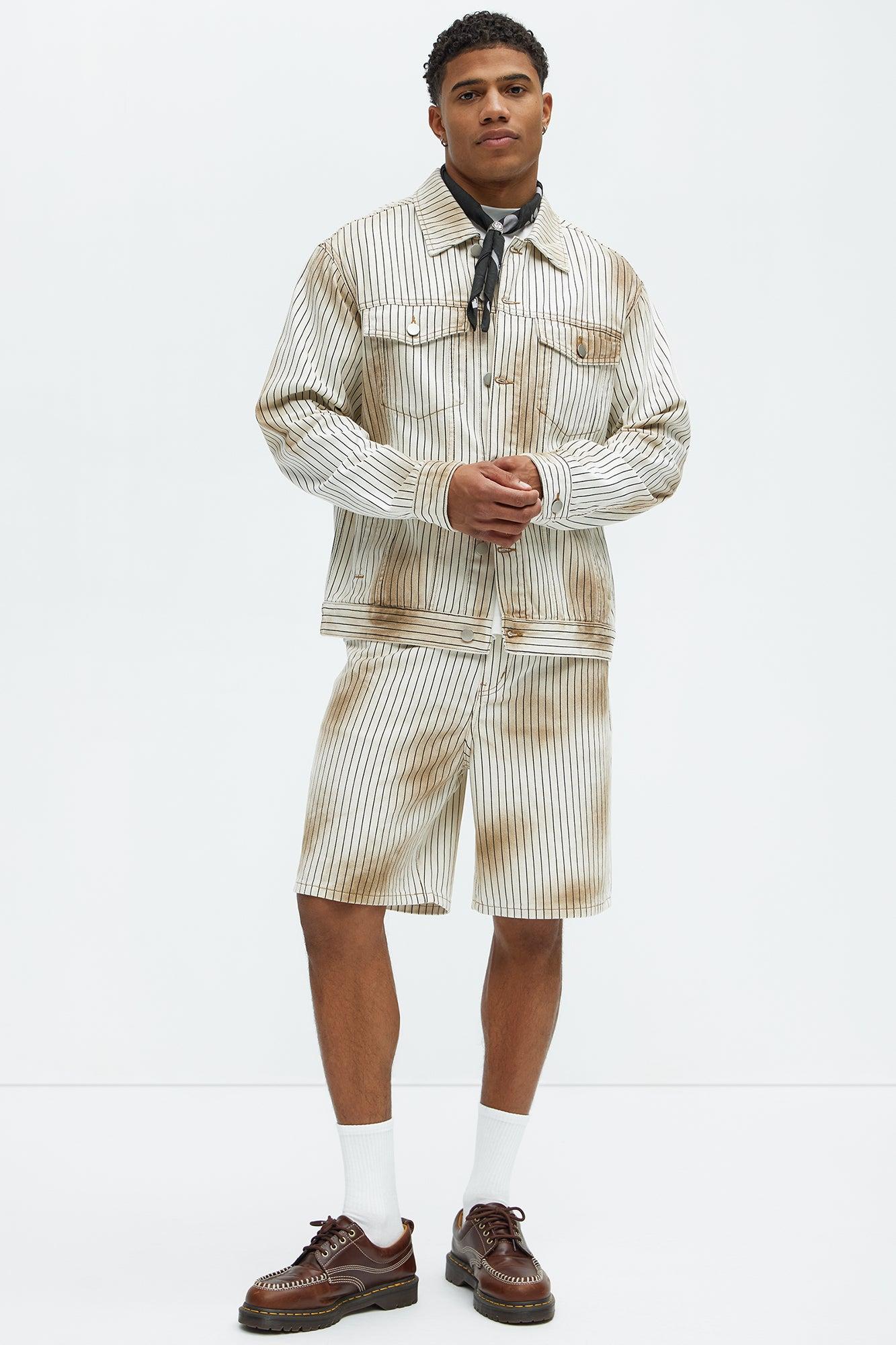 Byron Striped Relaxed Shorts - Cream/combo Product Image