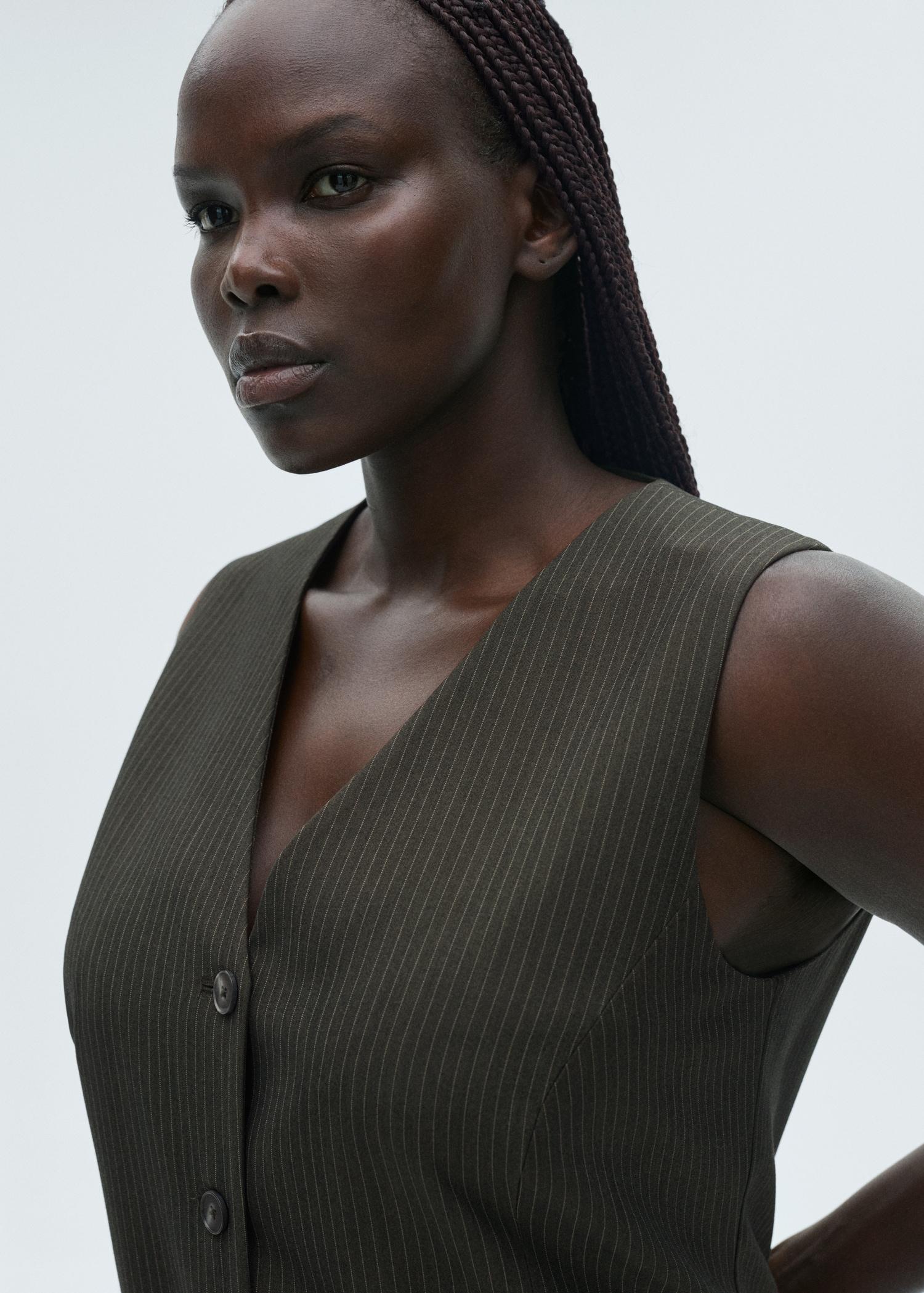 Pinstripe jumpsuit with belt - Women | MANGO USA Product Image