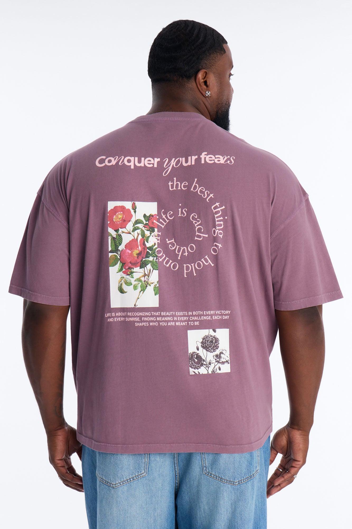 Conquer Your Fears Love Oversized Short Sleeve Tee - Purple Male Product Image