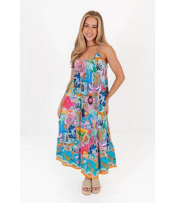 J.Marie Sloane Printed Scoop Neck Braided Midi Shift Dress Product Image