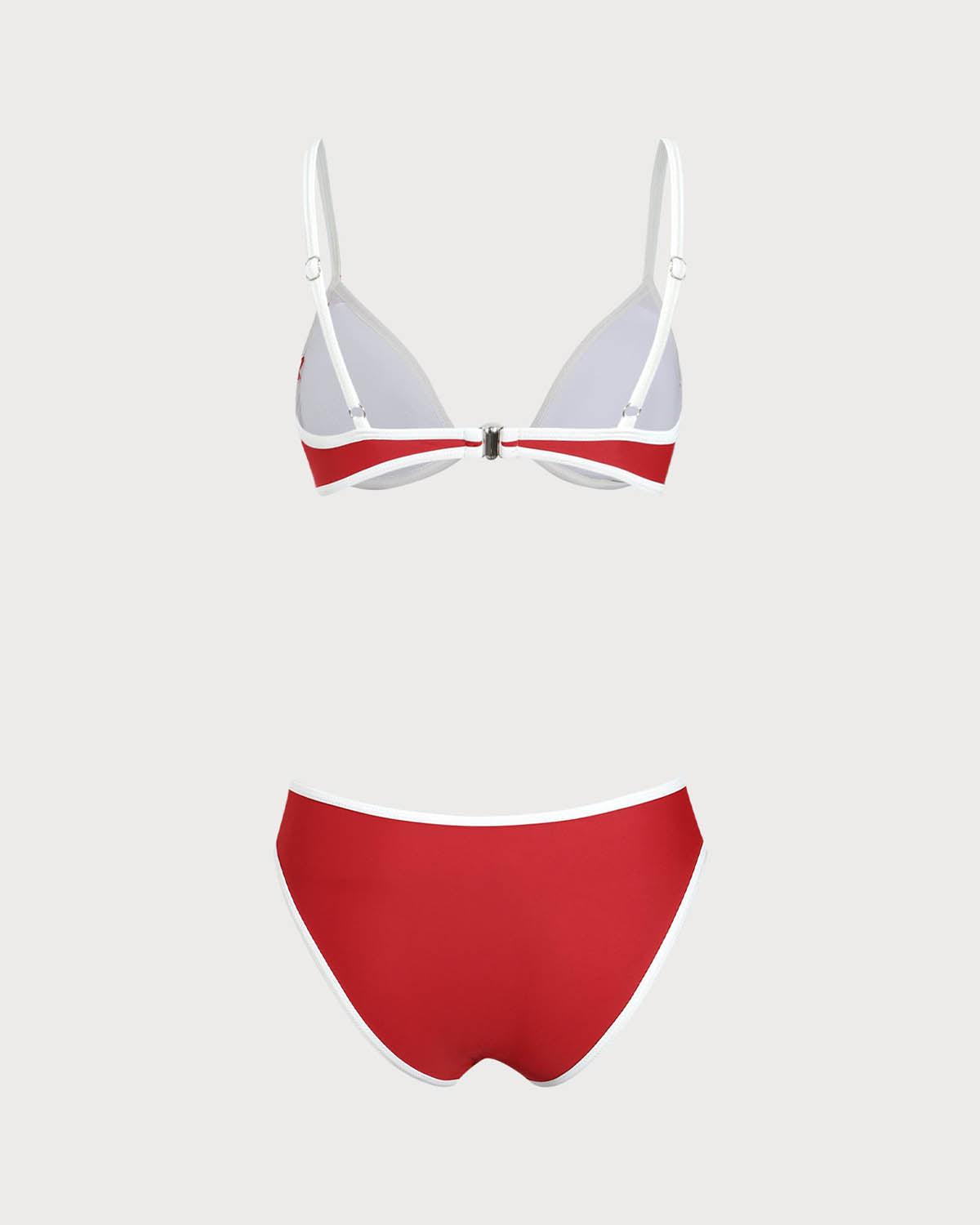 Red Contrast Underwire Bikini Set Product Image