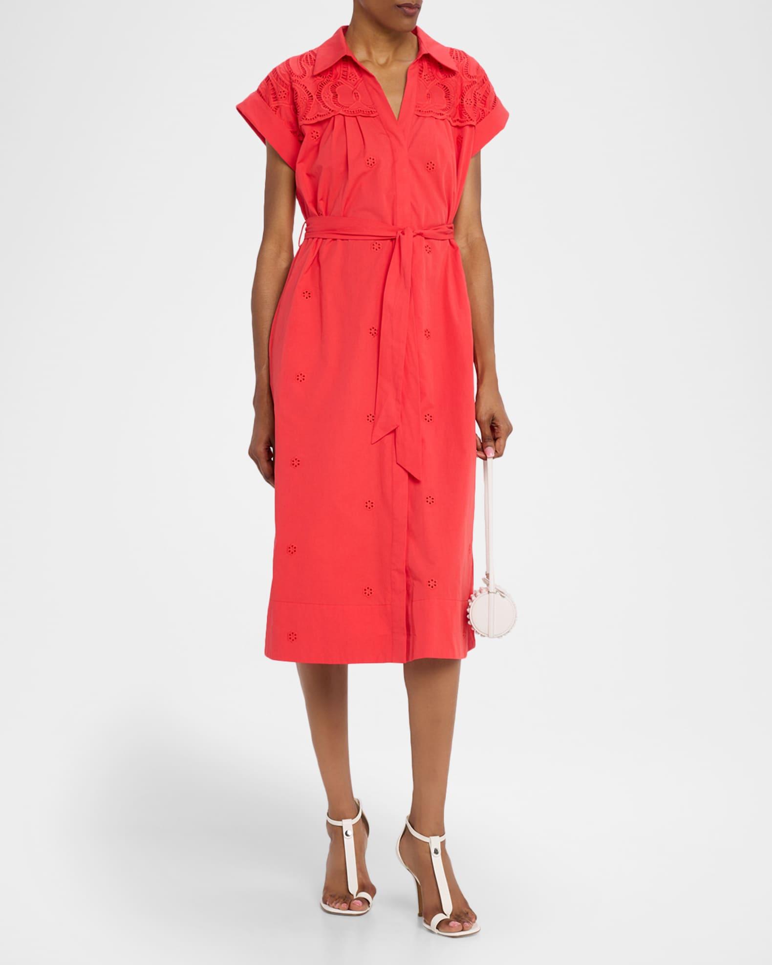 The Freya Embroidered Cotton Midi Shirtdress Product Image