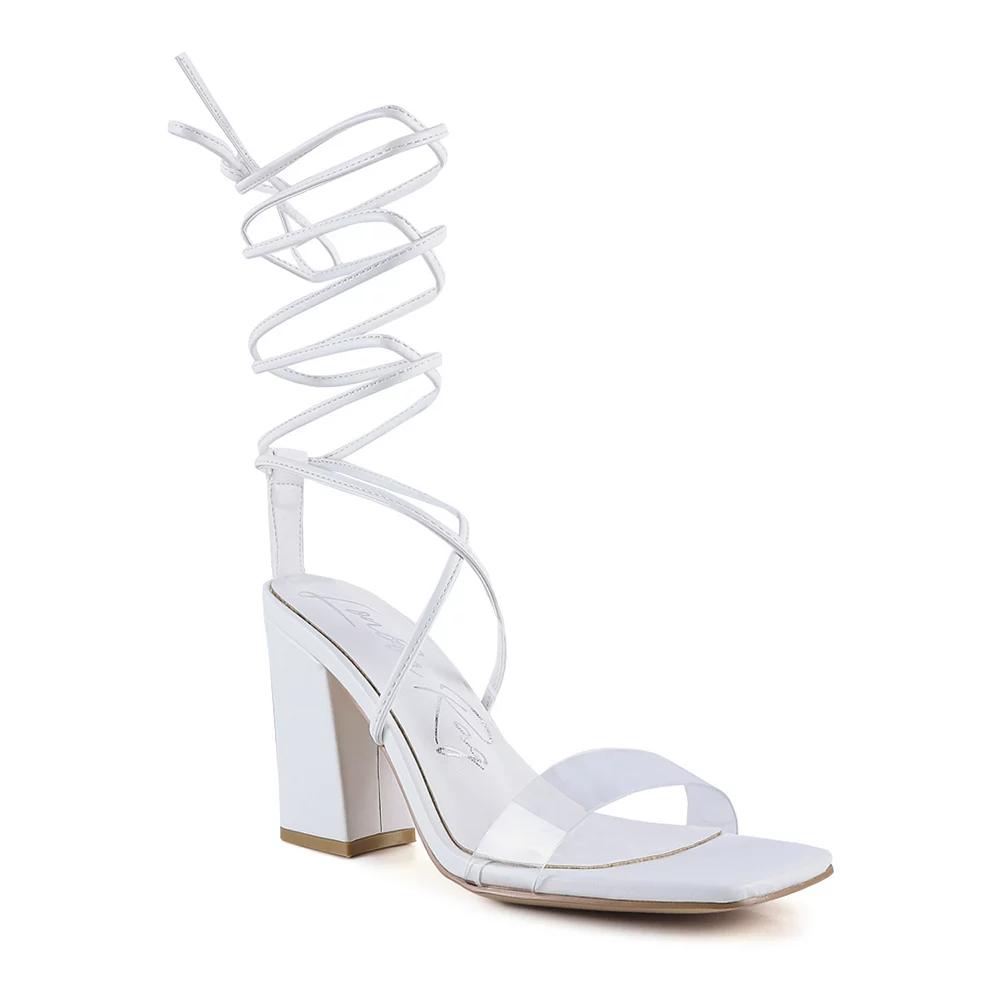 London Rag High Cult Women's Strappy Block Heel Sandals, Size: 6, White Product Image