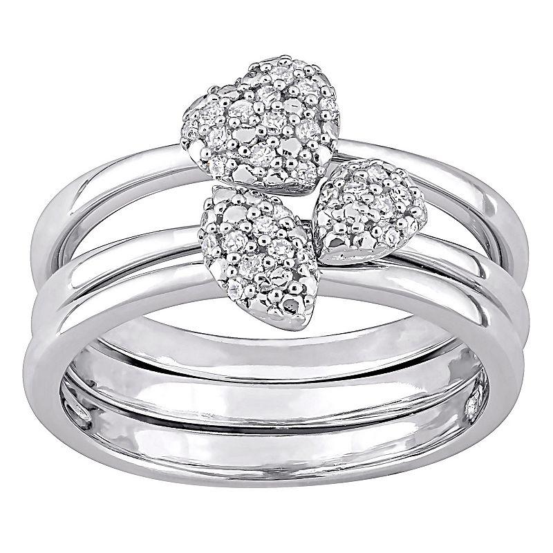 Stella Grace Sterling Silver 1/6 Carat T.W. Diamond Stackable Ring Set, Women's Product Image