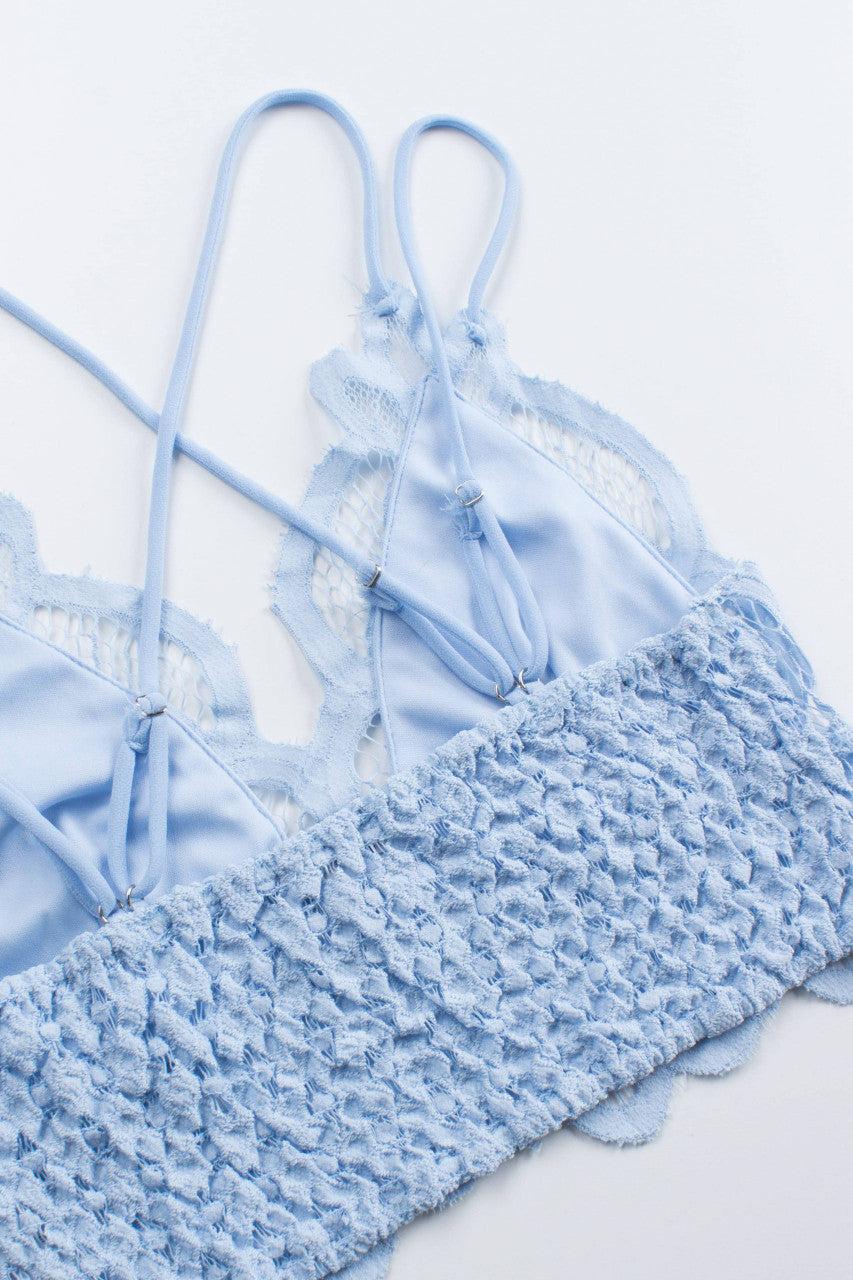 Blue Lace Cross Back Bralette Product Image