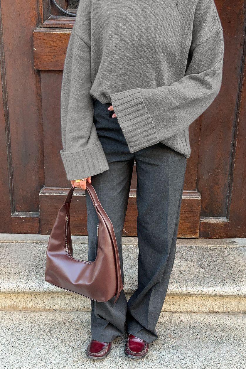 Tailored Mid Waist Trousers Grey Product Image