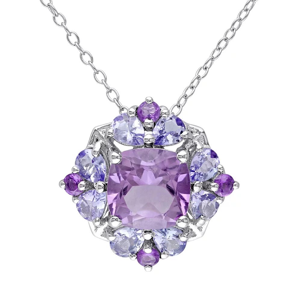 Stella Grace Amethyst & Tanzanite Sterling Silver Flower Pendant Necklace, Women's,  Product Image