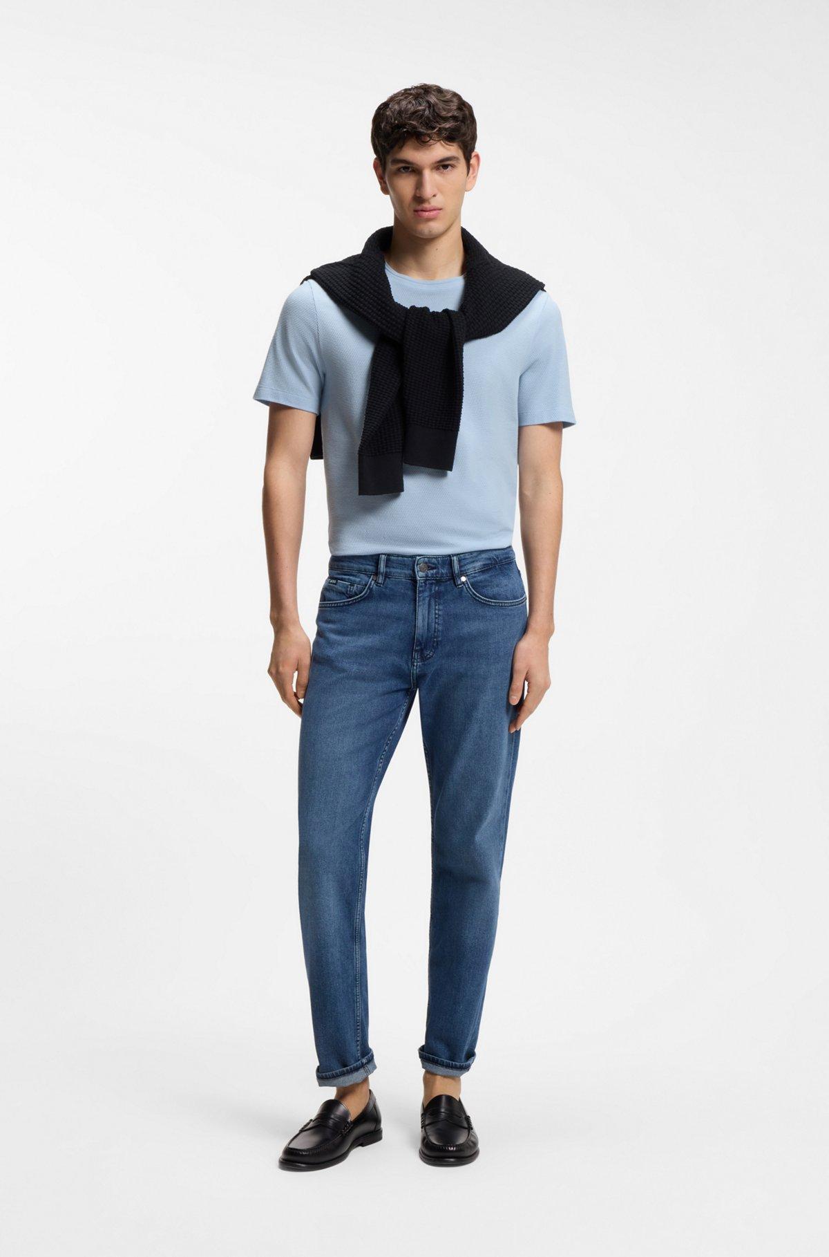 Bubble-jacquard structure T-shirt in a cotton blend Product Image