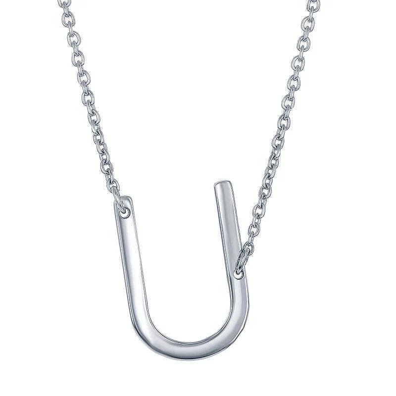 Sterling Silver Sideways Initial Necklace, Womens Sterling B Product Image