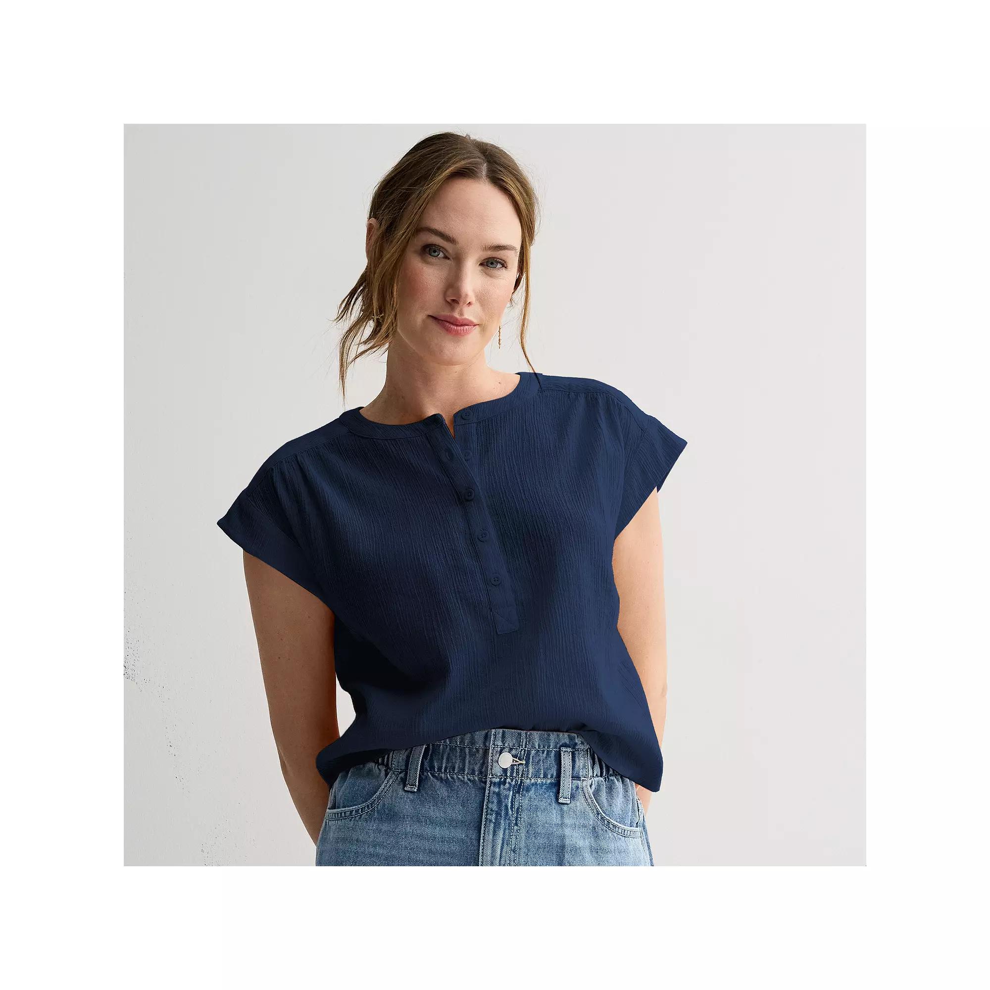 Women's Sonoma Goods For Life® Dolman Sleeve Popover Top, Size: XL, Blue Beauty Product Image