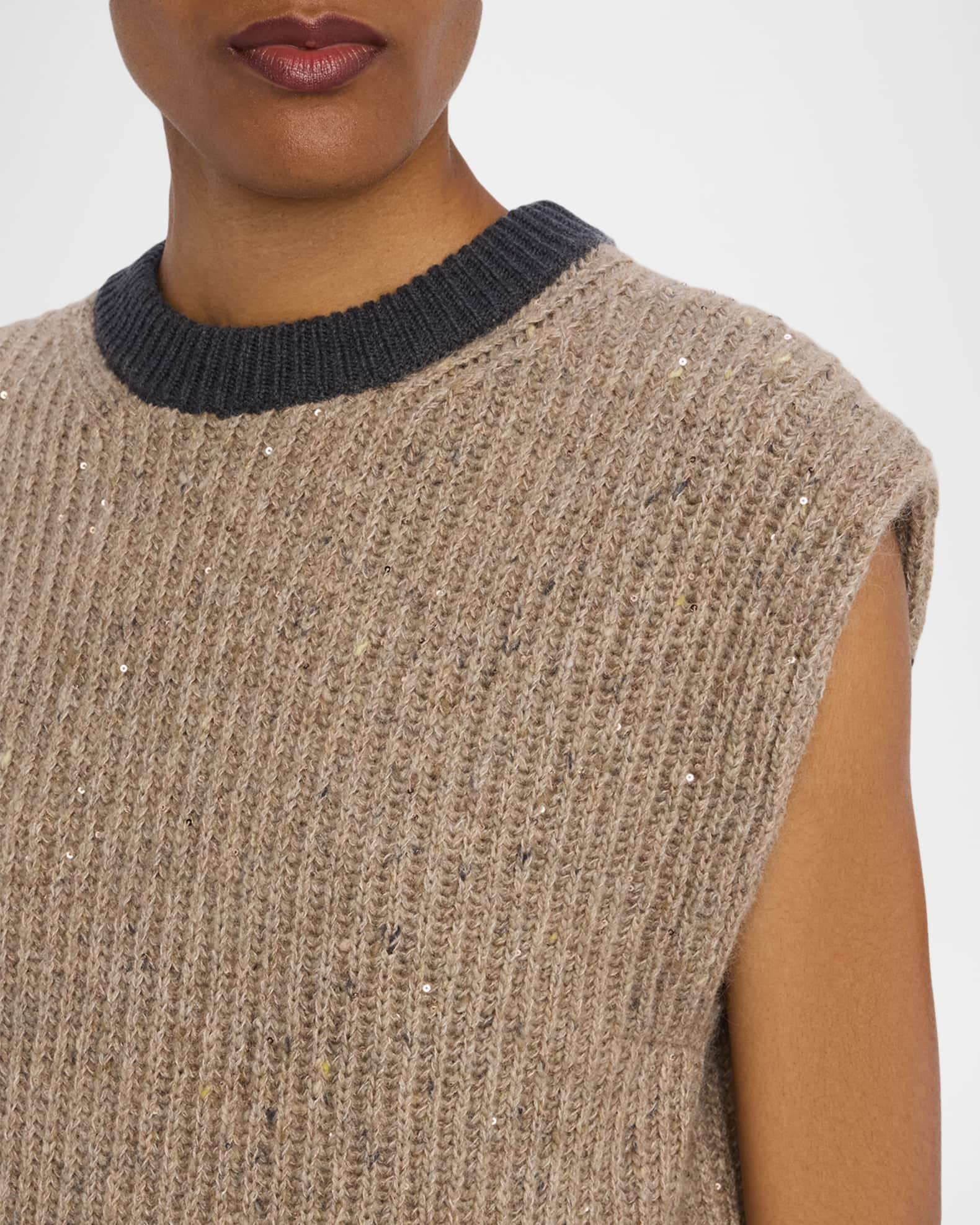 Sleeveless Sequined Wool-Cashmere Sweater Product Image