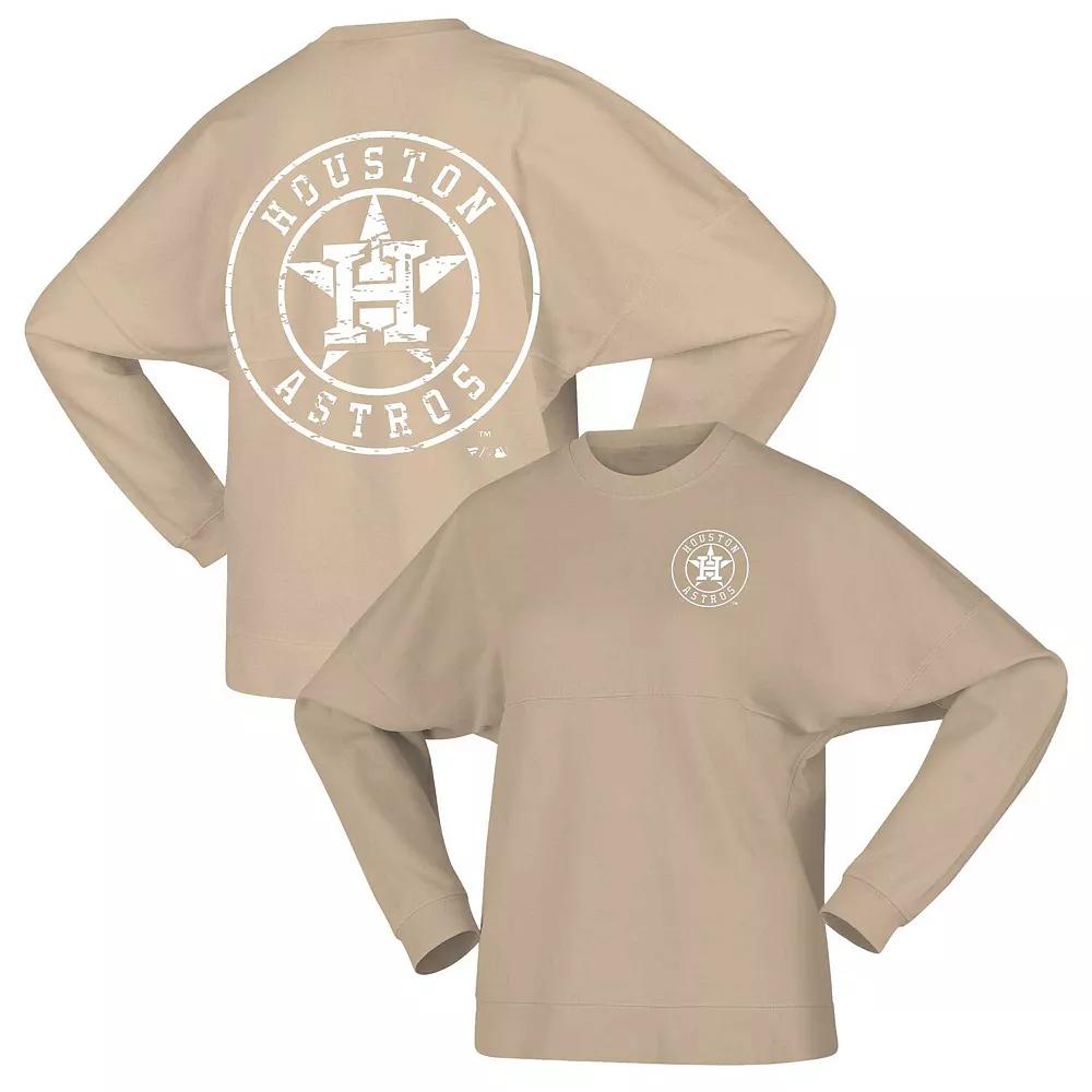 Women's Fanatics Branded Tan Houston Astros Branded Fleece Pullover Sweatshirt, Size: Small, Team Product Image