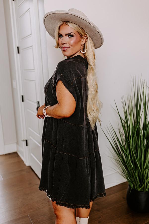 Kaleidoscope Ways Mineral Wash Mini Dress In Black Curves Product Image