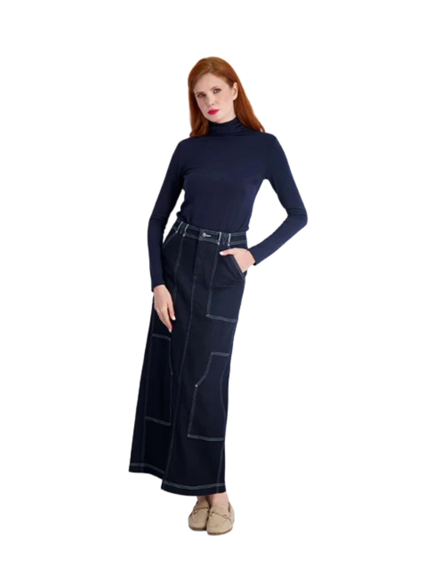 Pashmina Seamed Denim Skirt Product Image