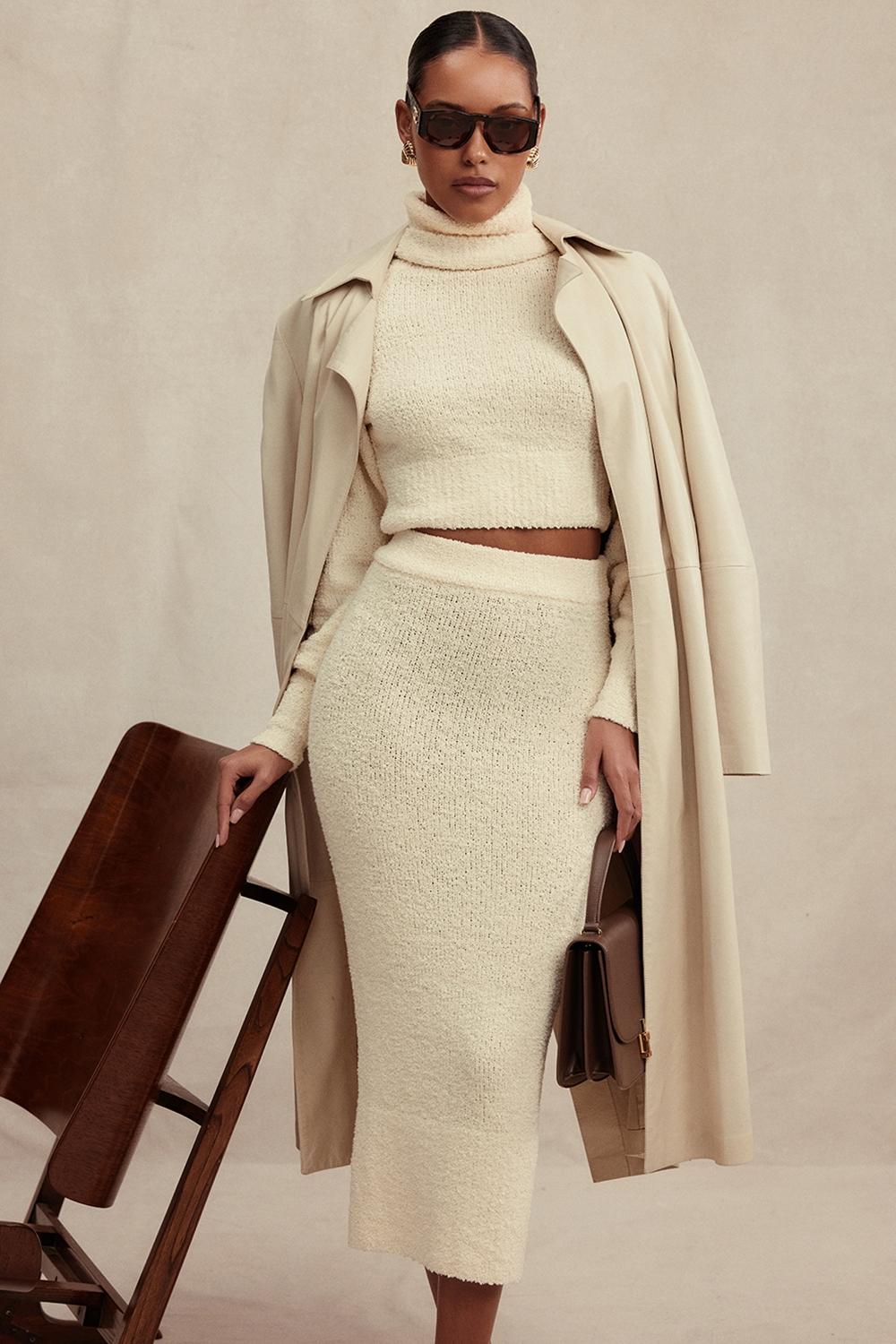 Nyala  cream soft boucle knit cropped sweater - sale Product Image