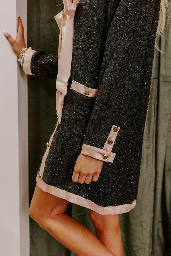 Office Chic Tweed Mini Dress in Black Product Image