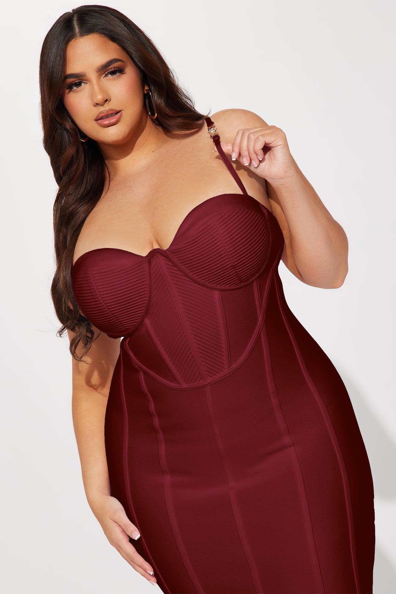 Victoria Bandage Midi Dress - Wine Product Image