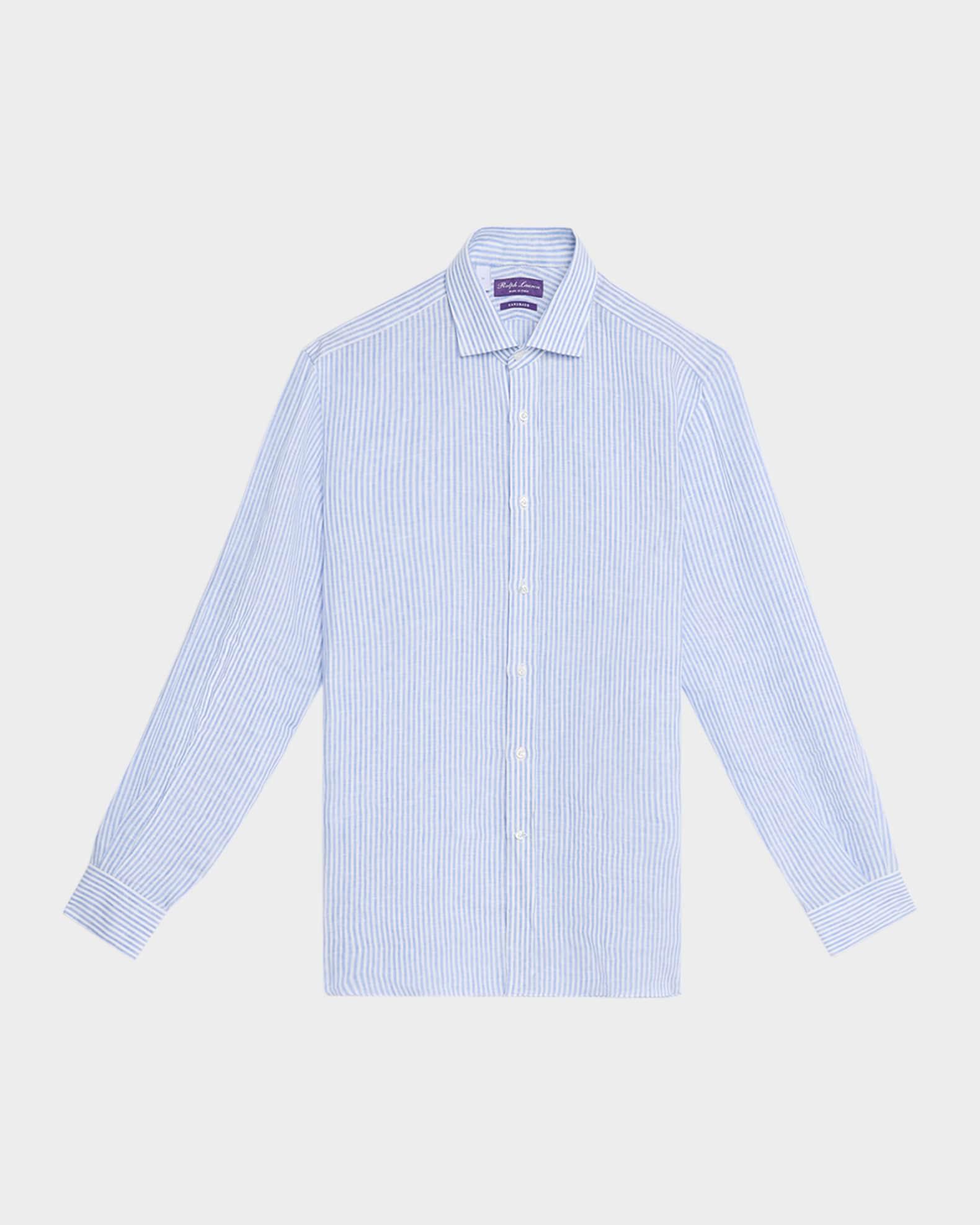 Men's  Handmade Striped Linen Sport Shirt Product Image