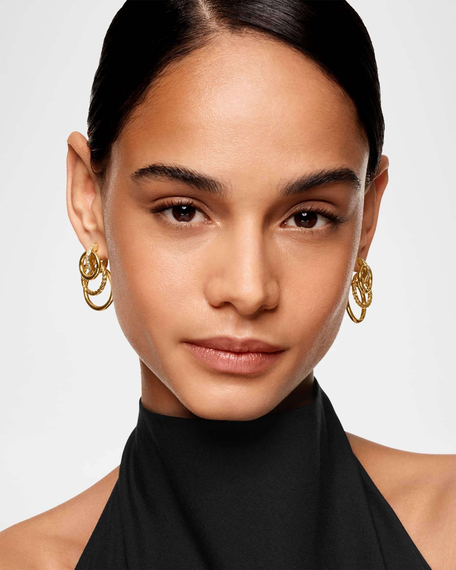 DY Mercer Triple Ring Earrings with Diamonds in 18K Gold, 35mm Product Image