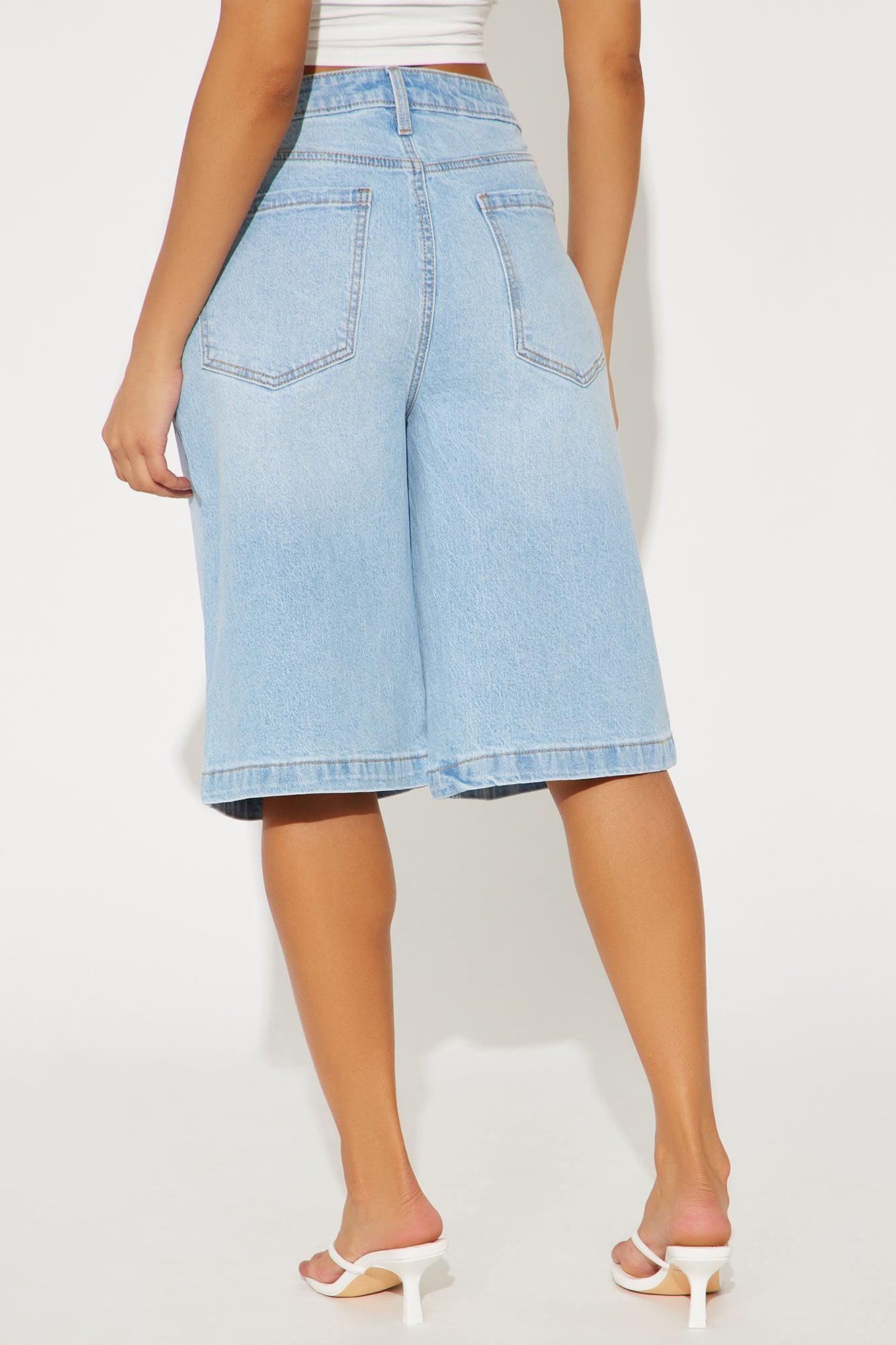 Mackenzie Drop Waist Denim Jort - Light Wash Product Image