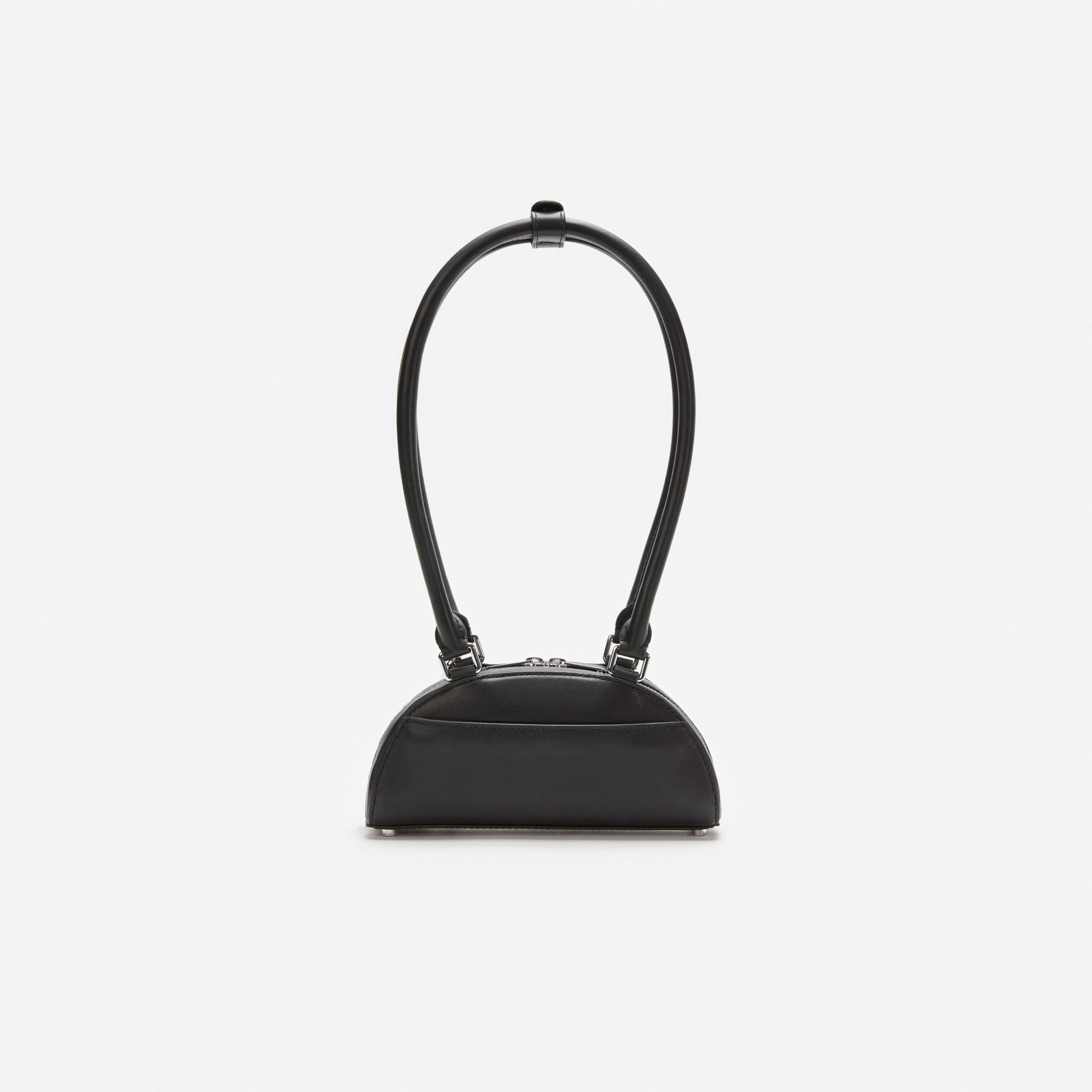 Black Leather Mini Shoulder Bag With Charm Product Image