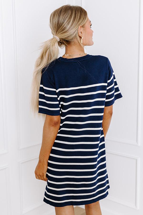Country Club Charm Stripe Mini Dress in Navy Product Image